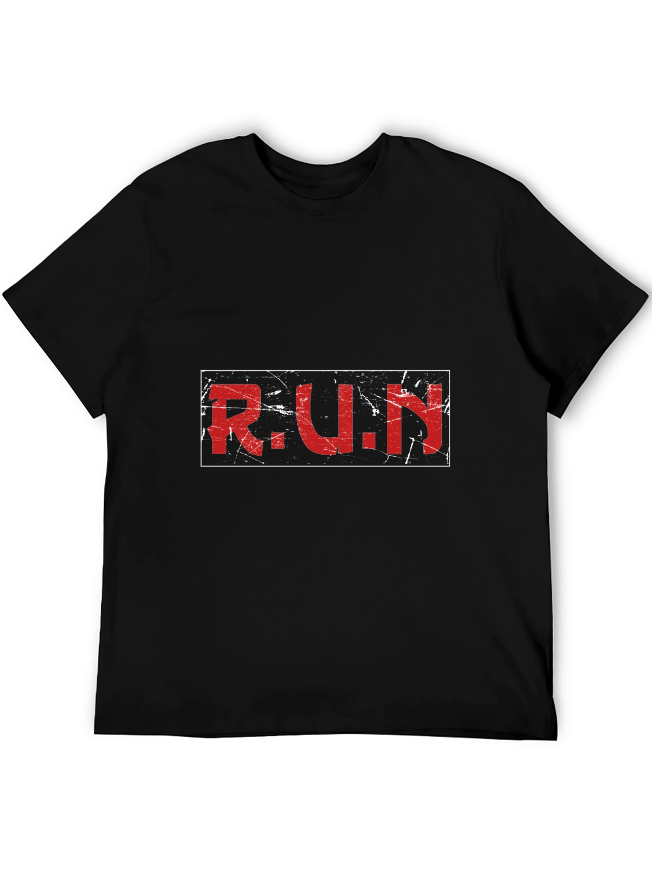 Distressed R.U.N. Graphic Black T-Shirt