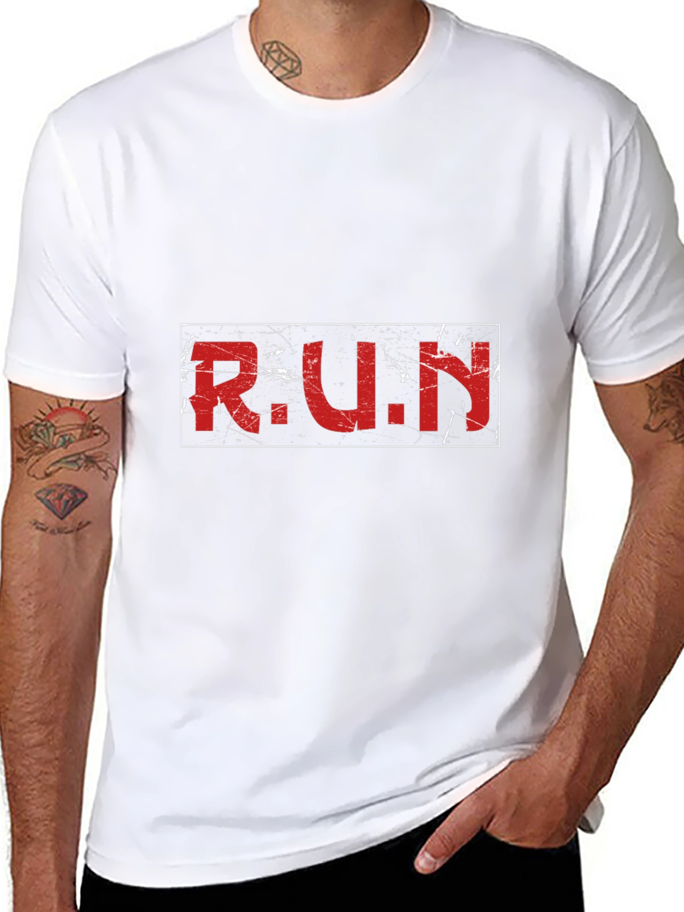 Distressed R.U.N. Graphic Black T-Shirt