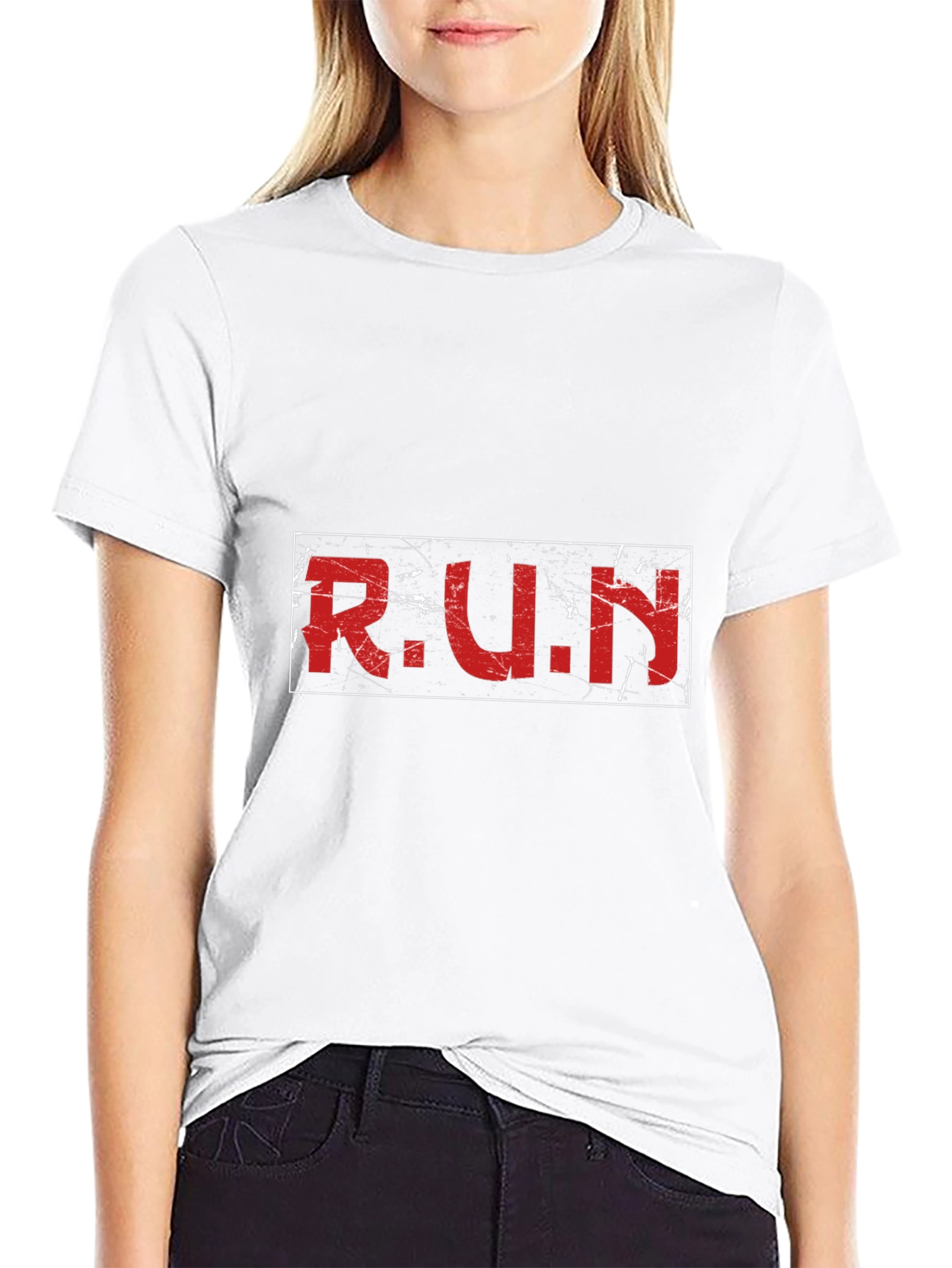 Distressed R.U.N. Graphic Black T-Shirt