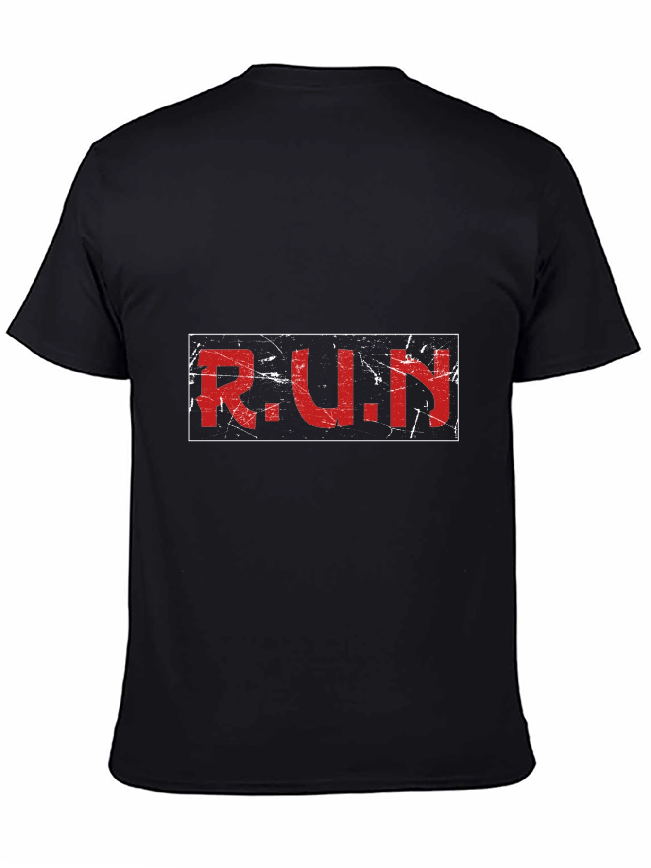 Distressed R.U.N. Graphic Black T-Shirt