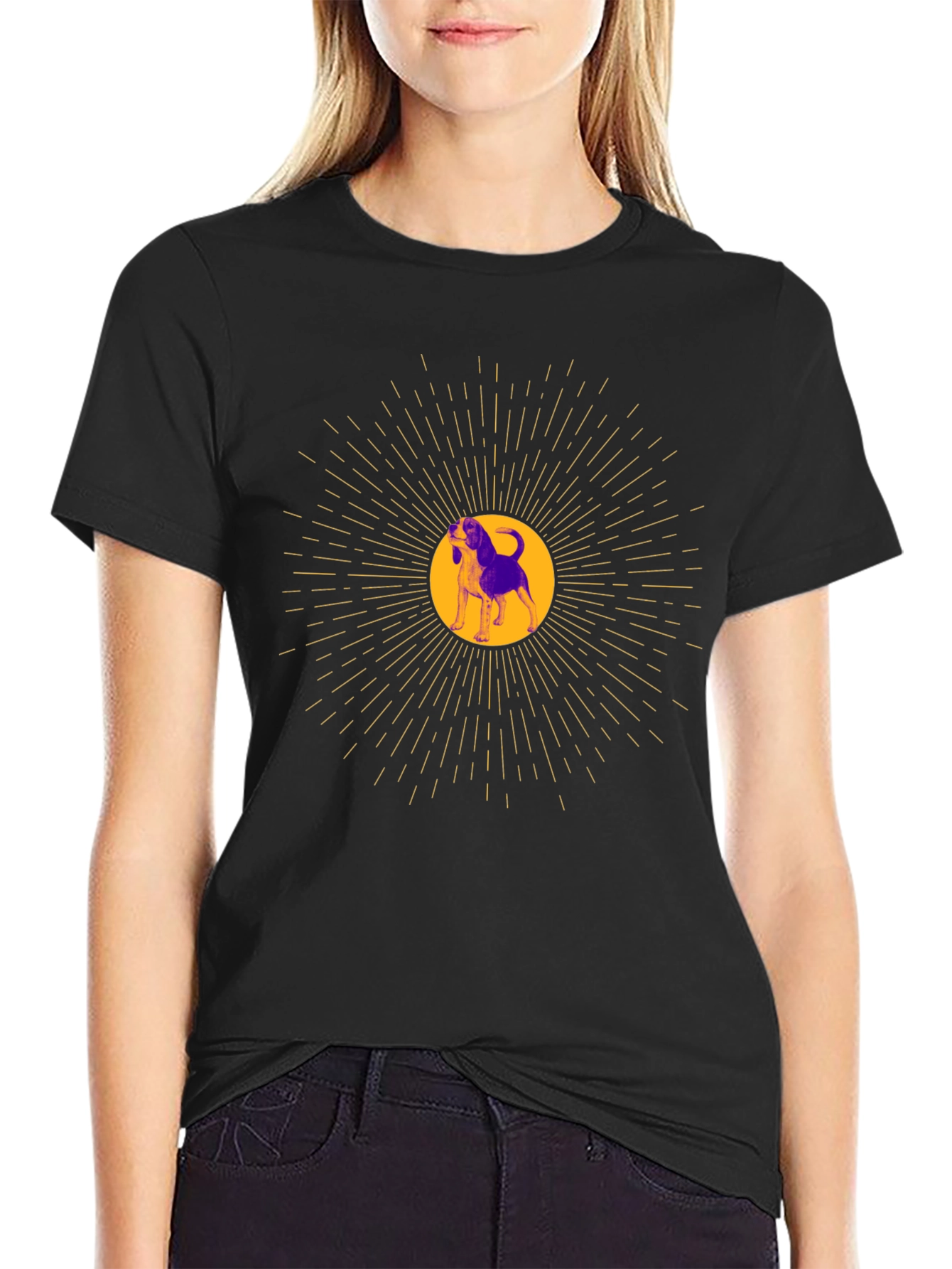 Dog Graphic Tee - Unisex Black Cotton Blend T-Shirt