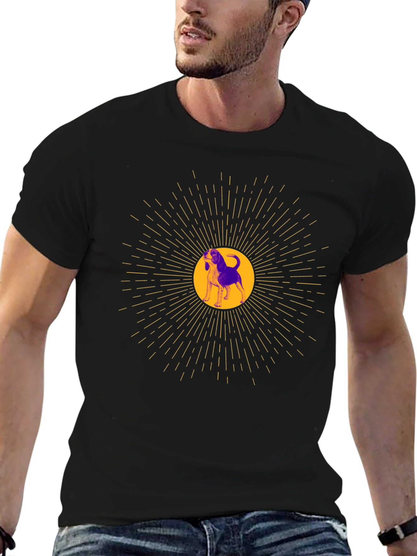 Dog Graphic Tee - Unisex Black Cotton Blend T-Shirt
