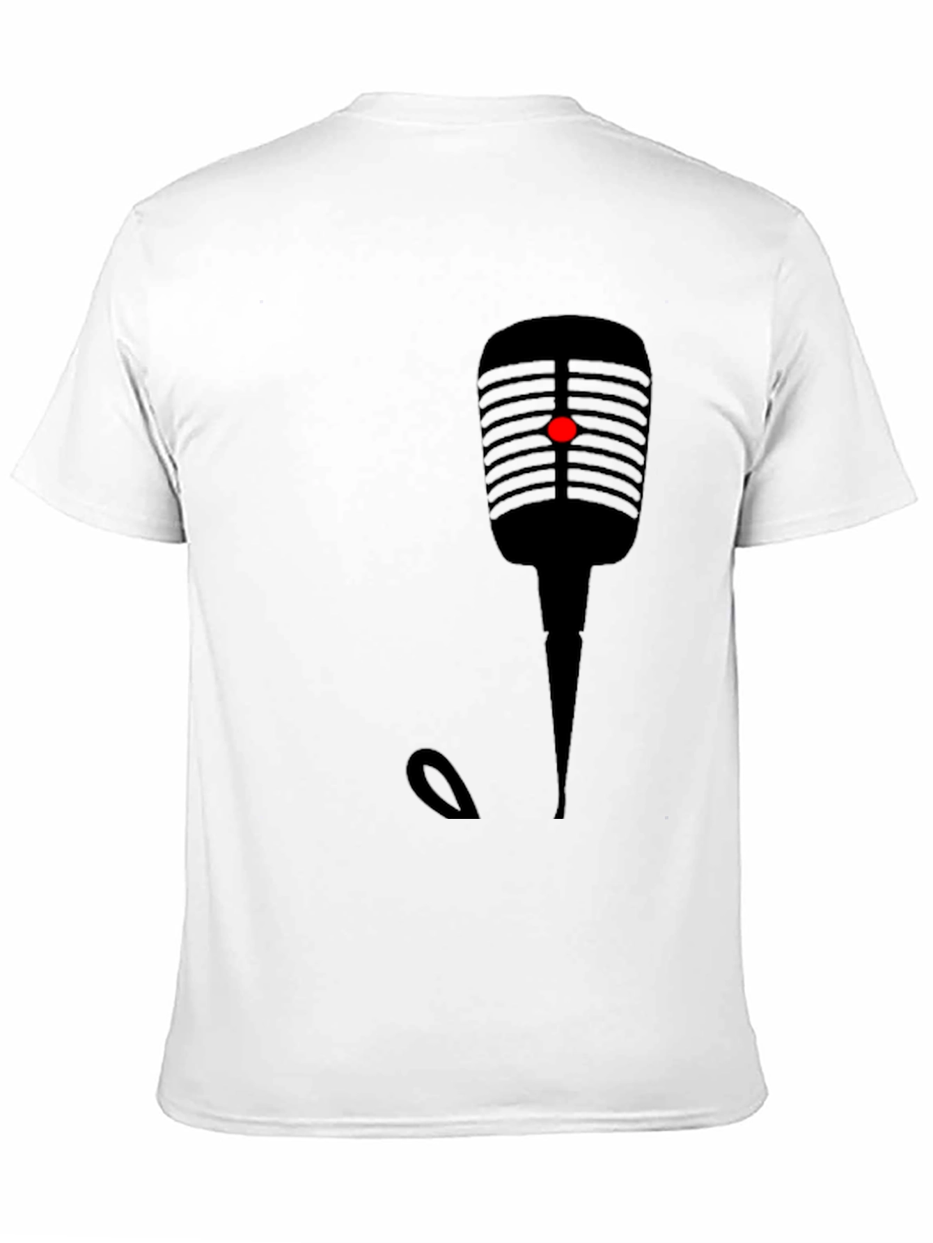 Retro Microphone Graphic Tee - Black Cotton T-Shirt