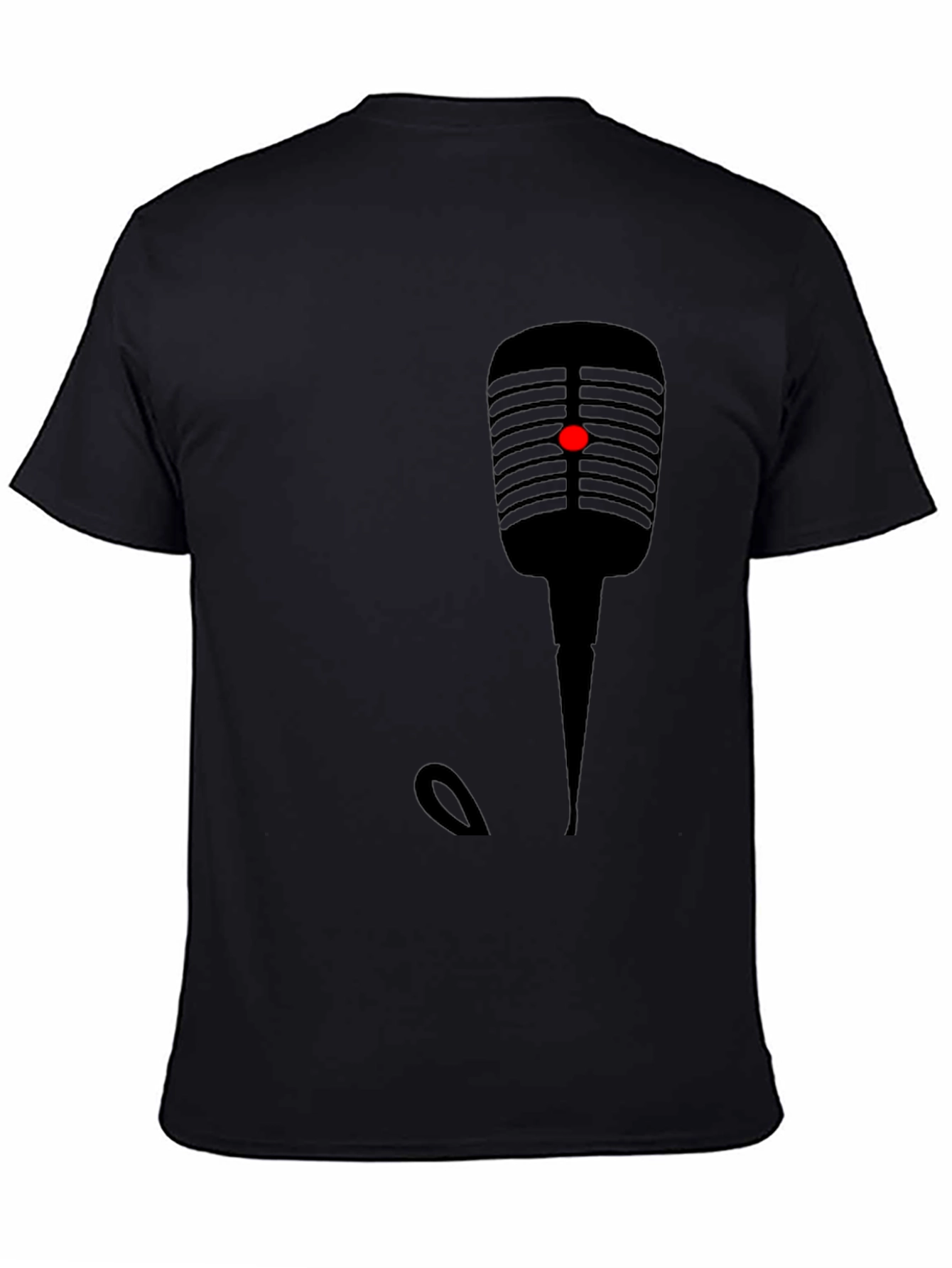 Retro Microphone Graphic Tee - Black Cotton T-Shirt