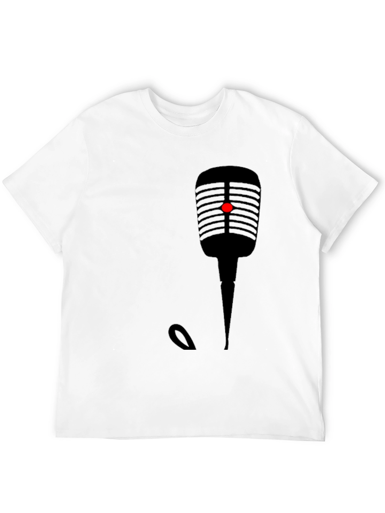 Retro Microphone Graphic Tee - Black Cotton T-Shirt