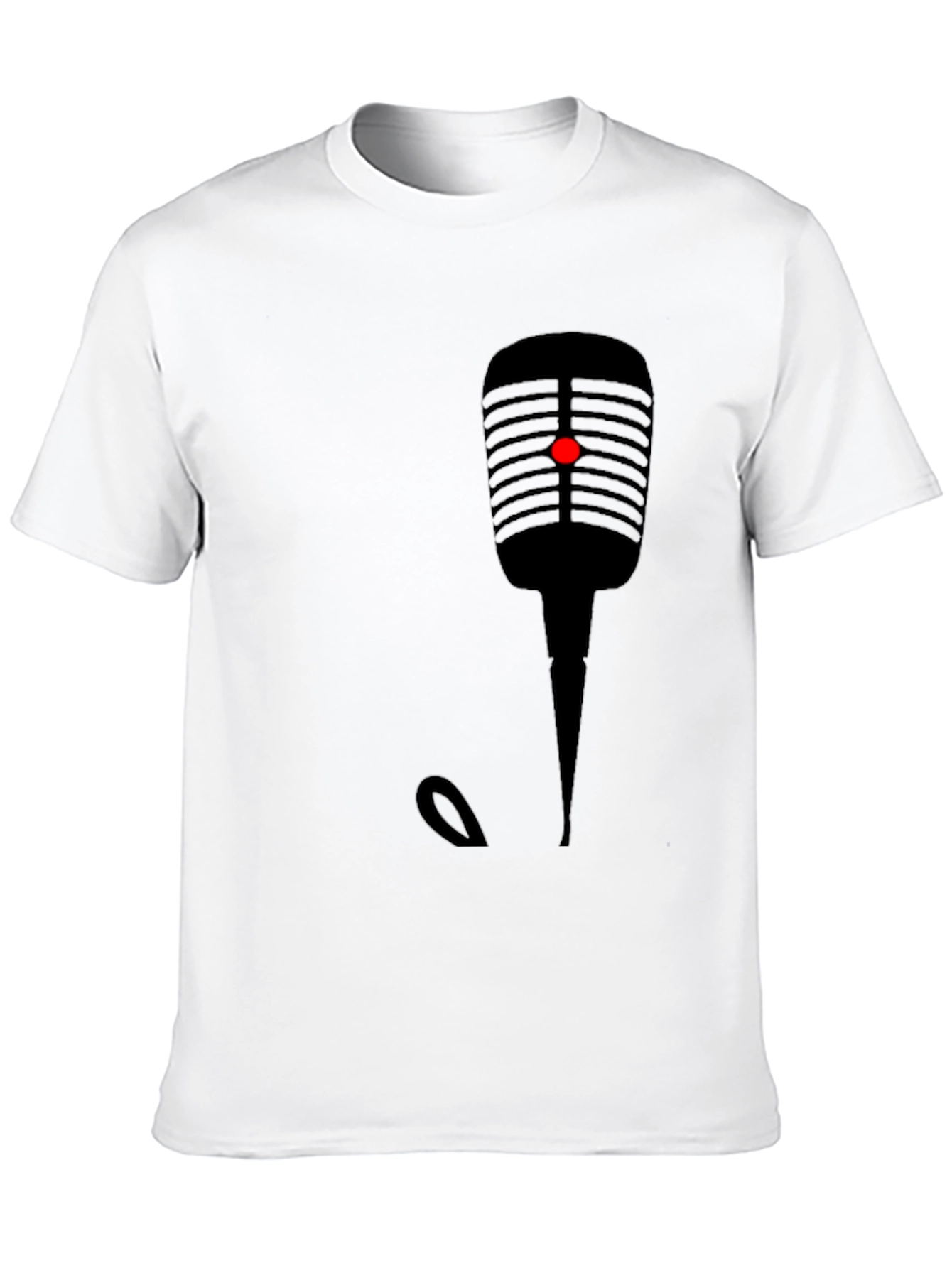 Retro Microphone Graphic Tee - Black Cotton T-Shirt