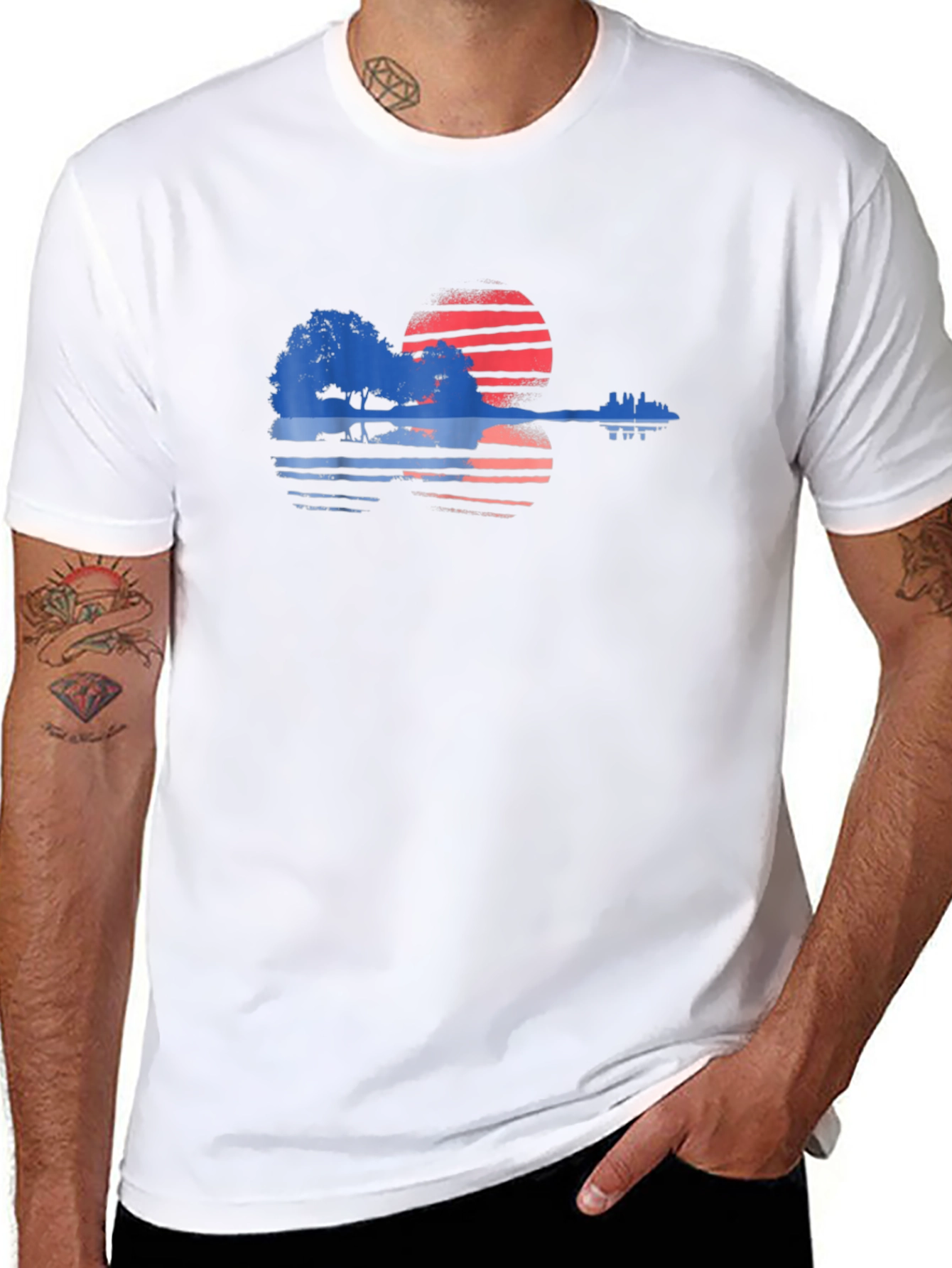 Sunset Guitar Graphic Tee - Black