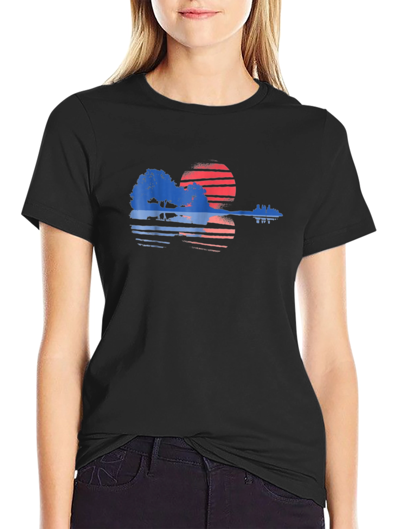 Sunset Guitar Graphic Tee - Black