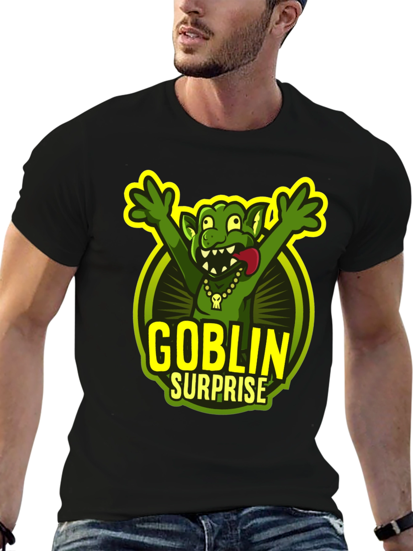 Goblin Surprise Graphic T-Shirt - Funny Cartoon Tee