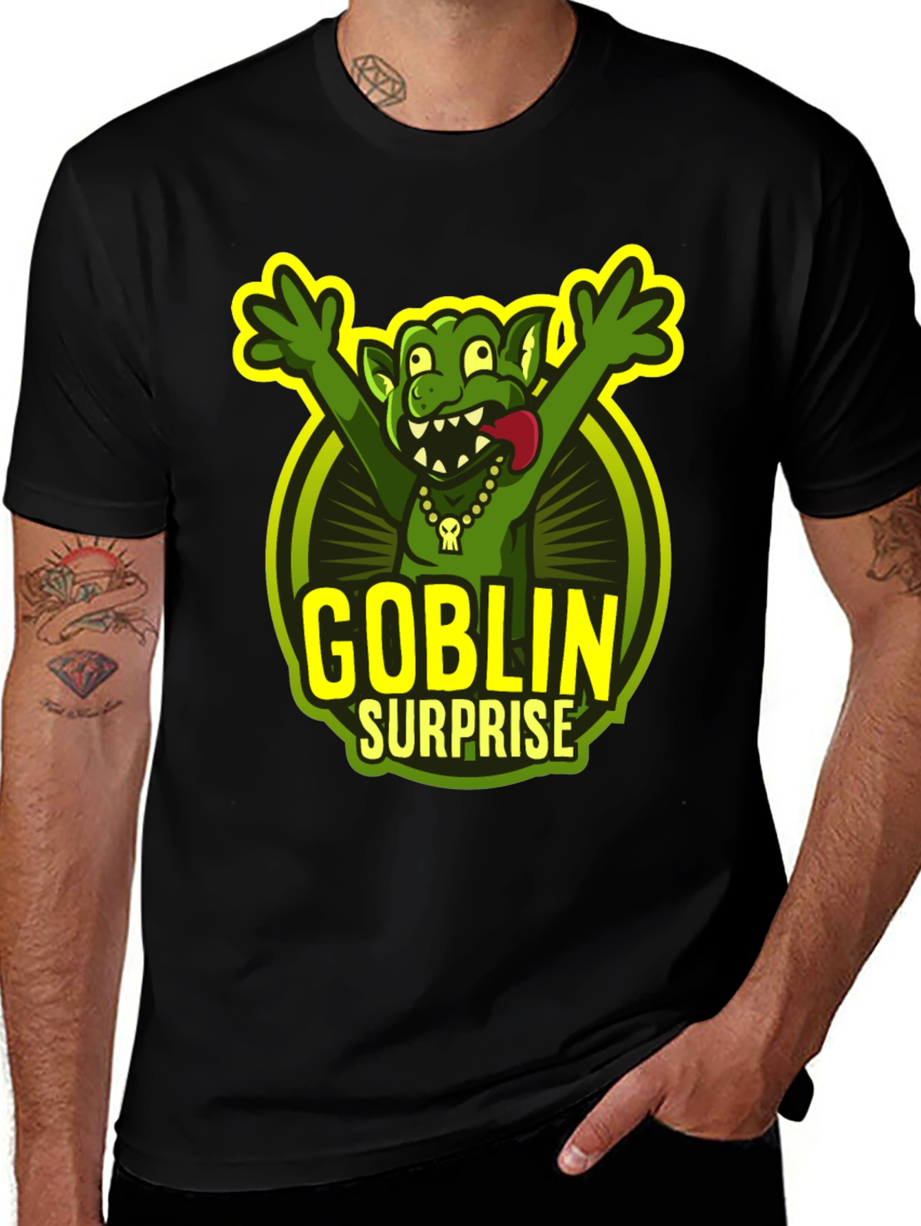 Goblin Surprise Graphic T-Shirt - Funny Cartoon Tee