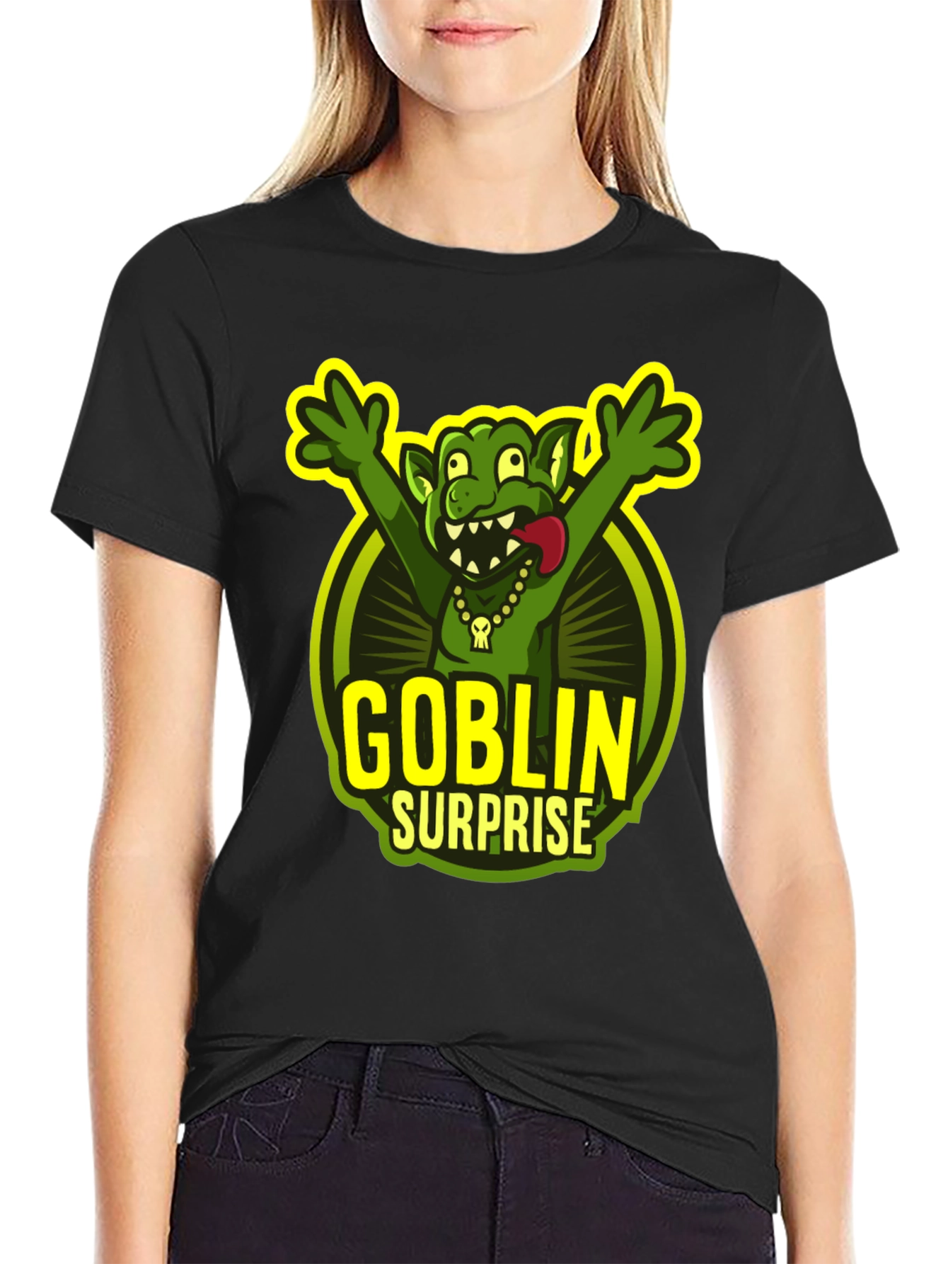 Goblin Surprise Graphic T-Shirt - Funny Cartoon Tee