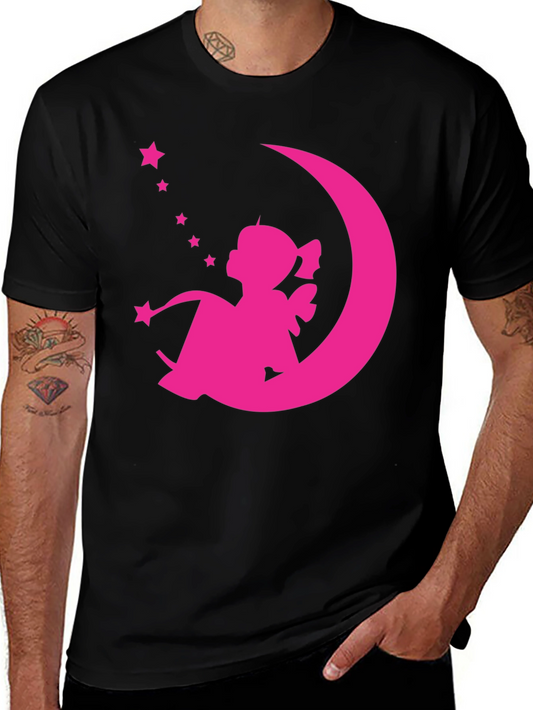 Pink Fairy on Moon Graphic Tee