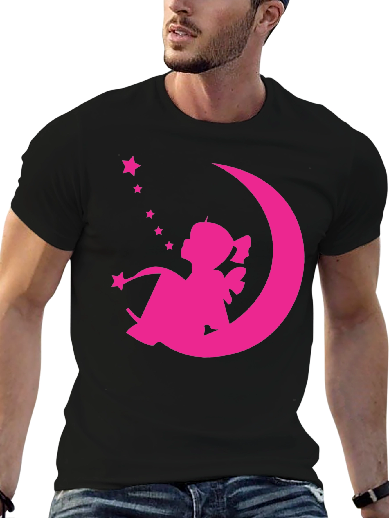 Pink Fairy on Moon Graphic Tee