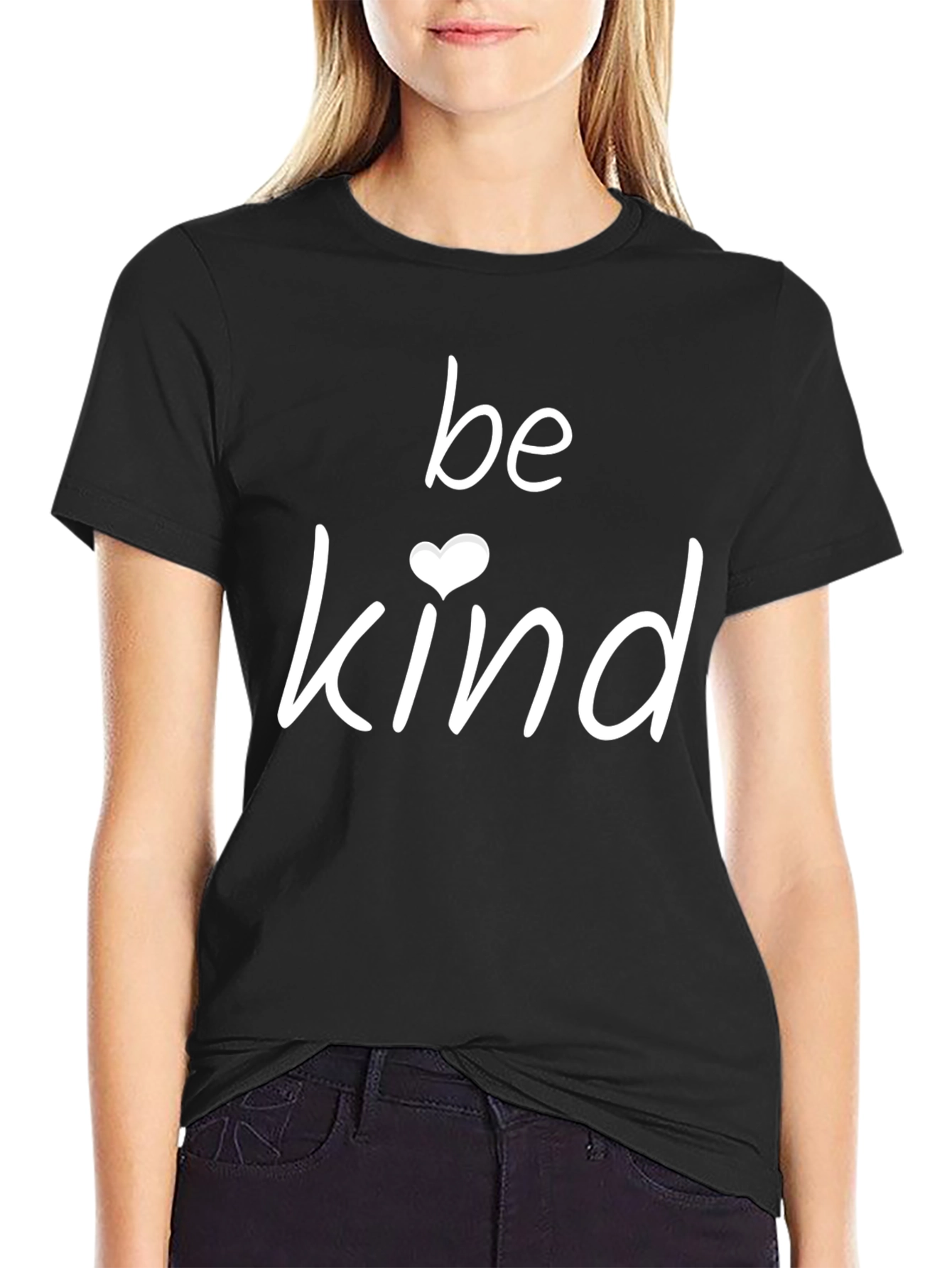 Be Kind Heart Graphic Tee - Black