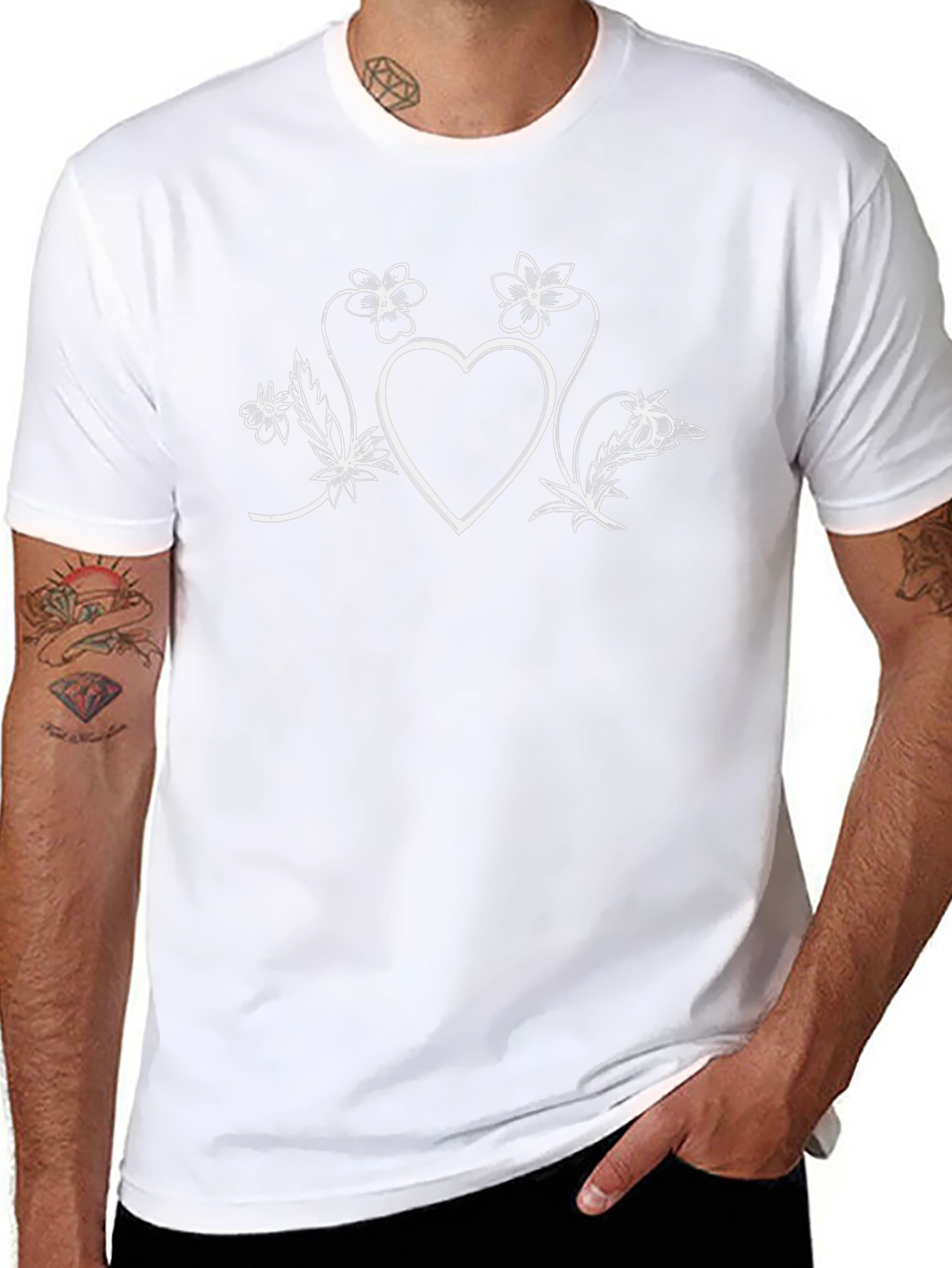 Floral Heart Graphic Tee - Classic Black