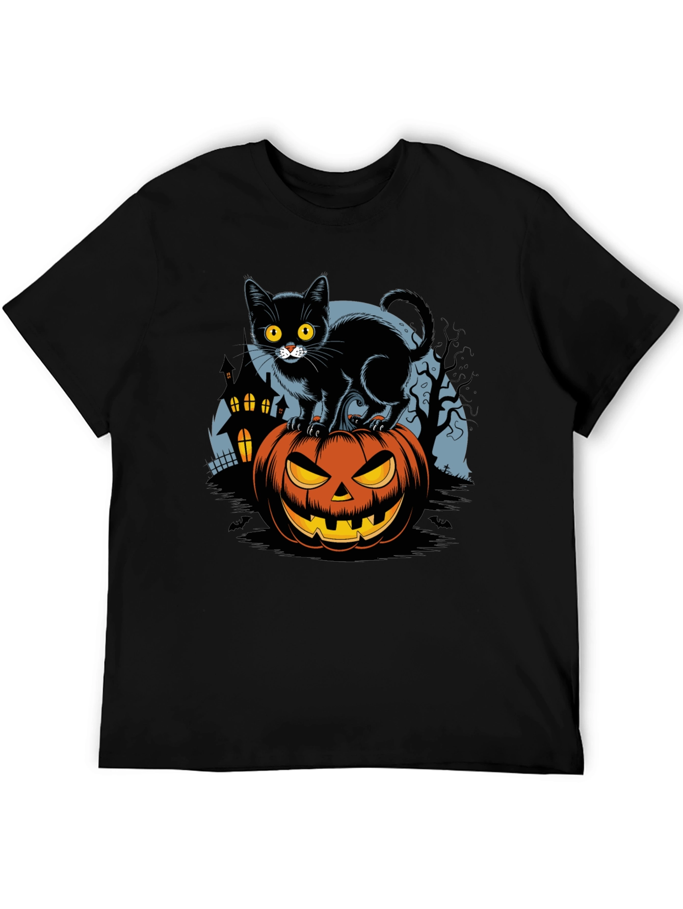Halloween Cat on Pumpkin Graphic Tee