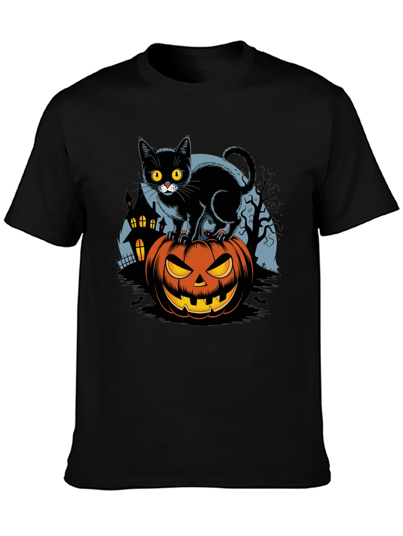 Halloween Cat on Pumpkin Graphic Tee
