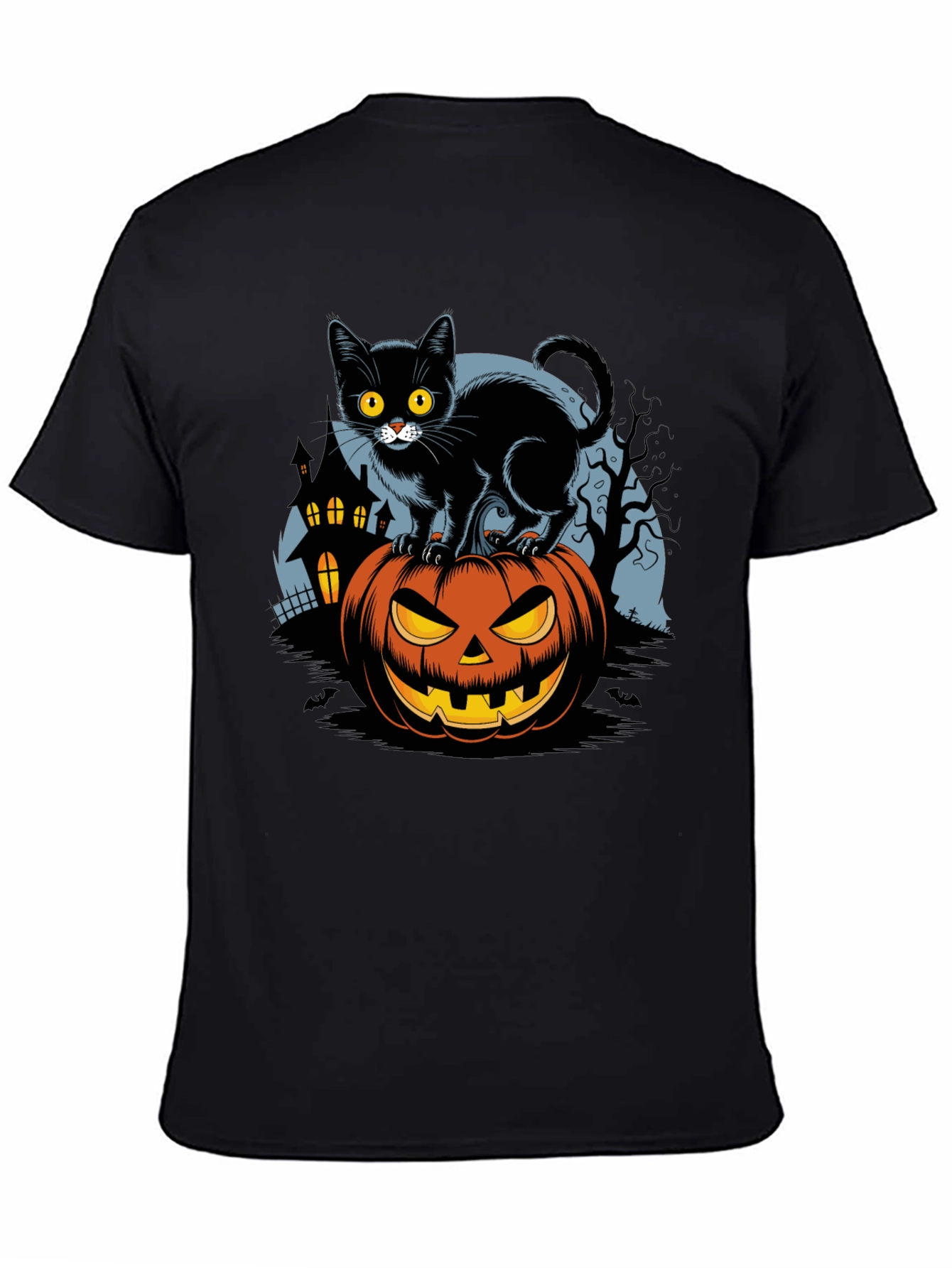 Halloween Cat on Pumpkin Graphic Tee
