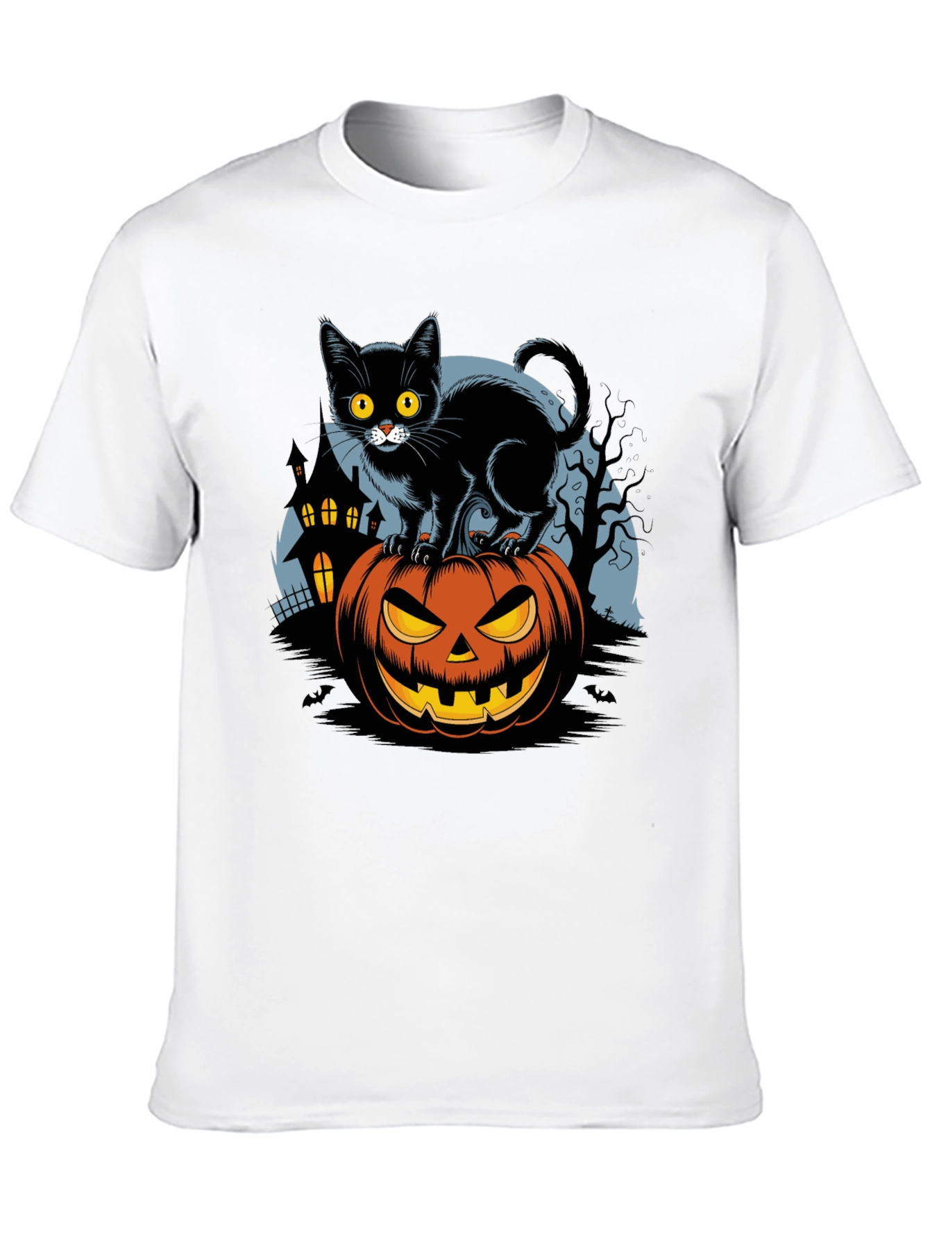 Halloween Cat on Pumpkin Graphic Tee