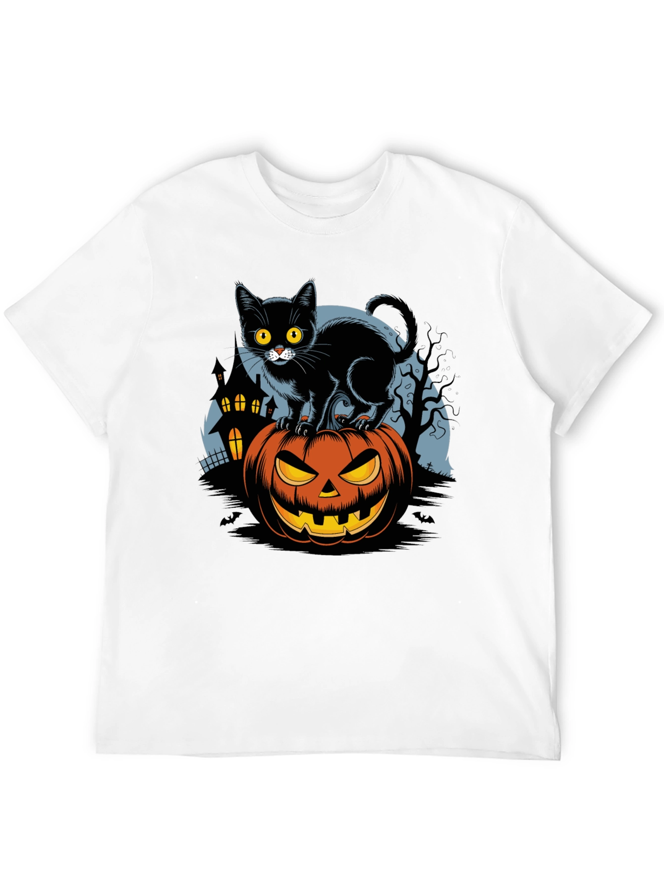 Halloween Cat on Pumpkin Graphic Tee