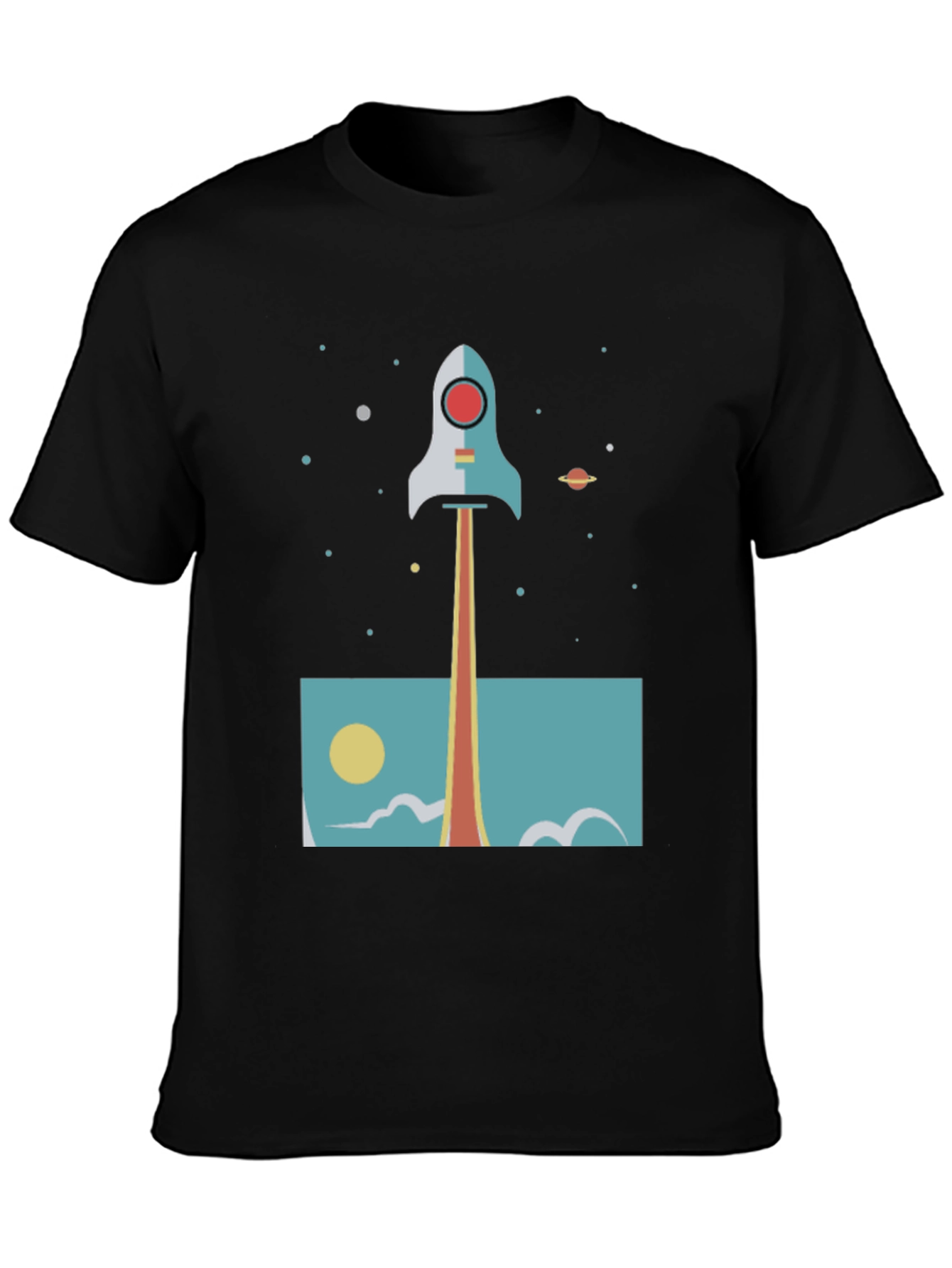 Retro Rocket Graphic T-Shirt - Space Launch Design