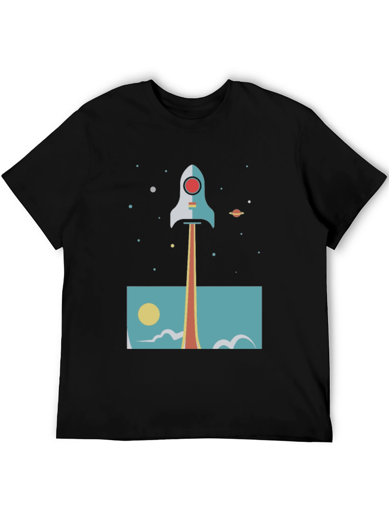 Retro Rocket Graphic T-Shirt - Space Launch Design