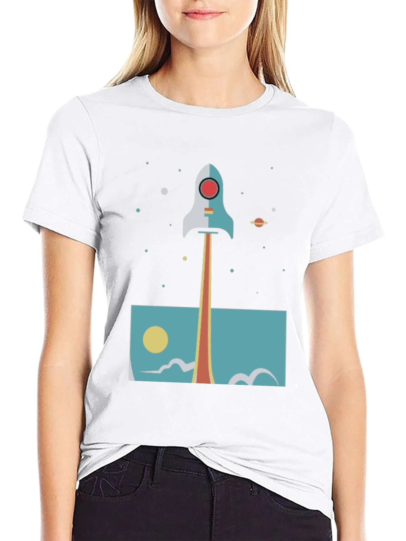 Retro Rocket Graphic T-Shirt - Space Launch Design