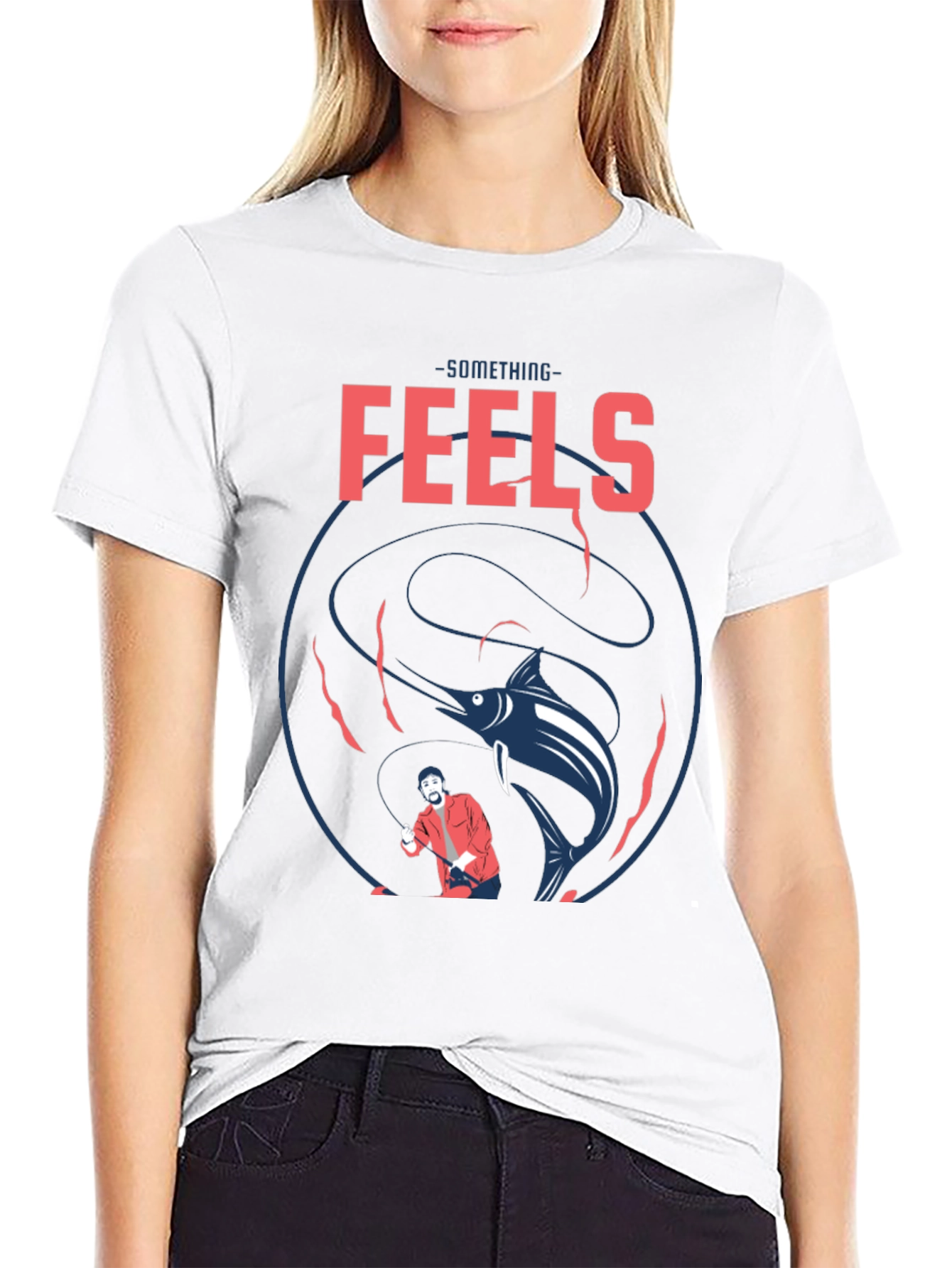 Something Feels Fishy Black Graphic Tee