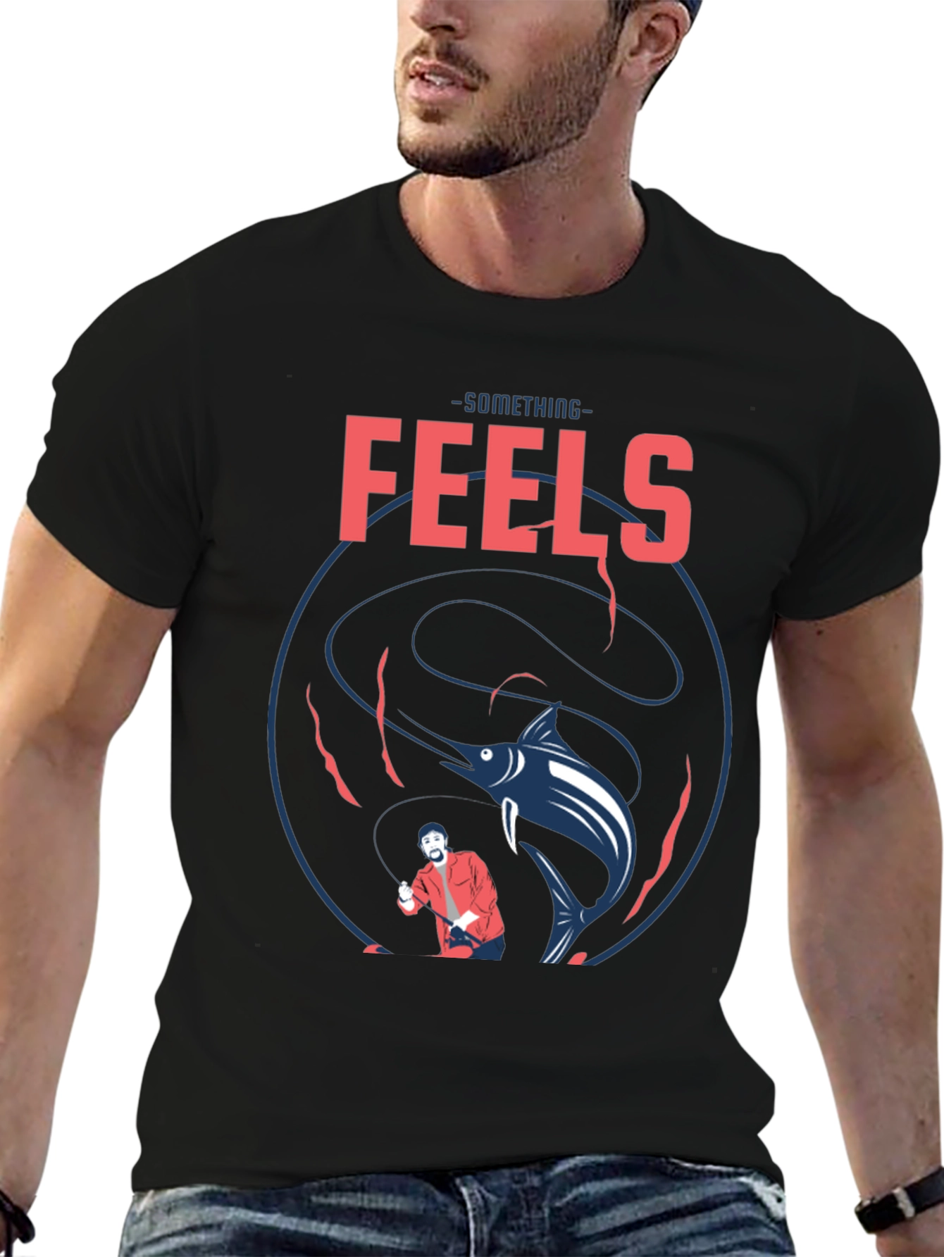 Something Feels Fishy Black Graphic Tee
