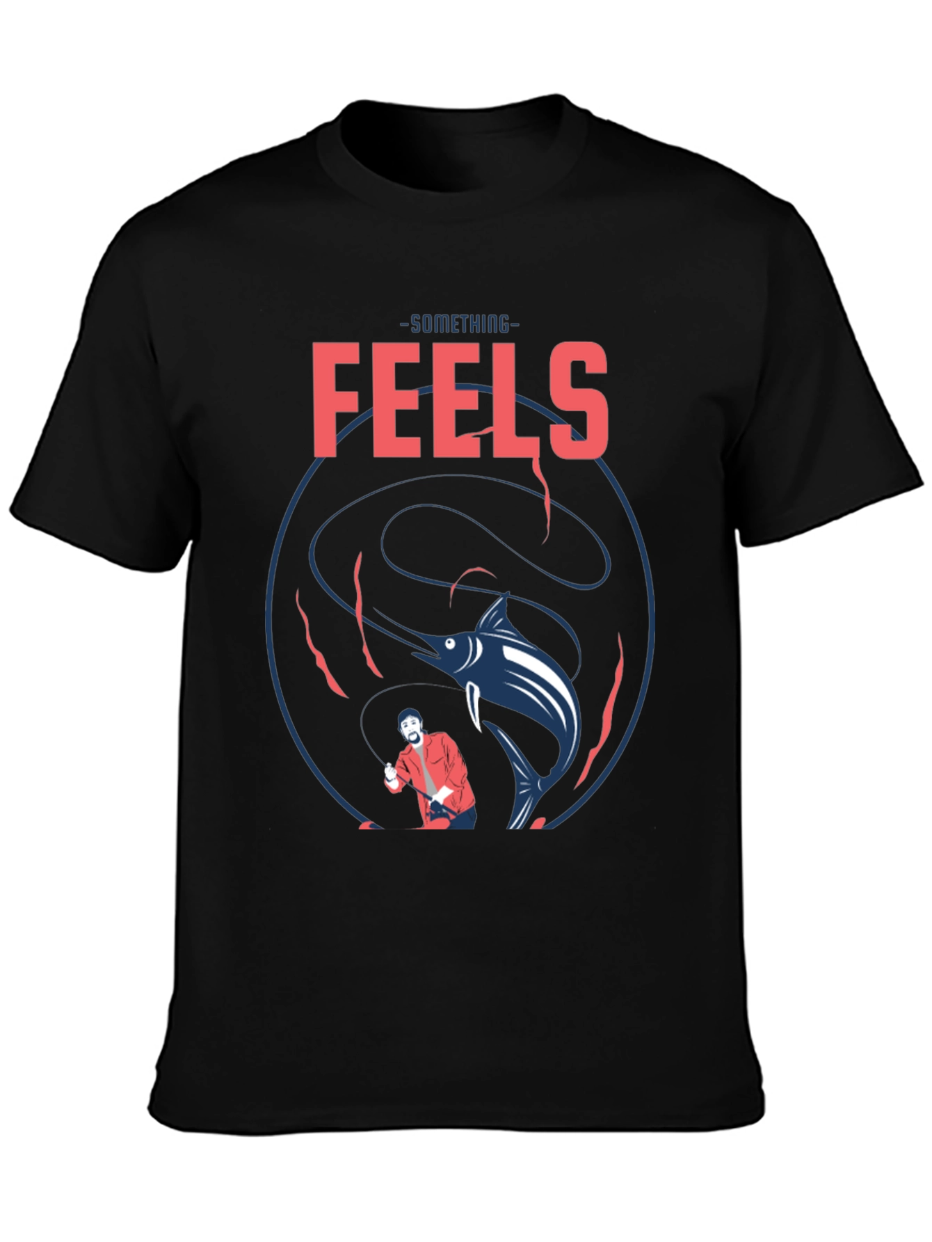 Something Feels Fishy Black Graphic Tee