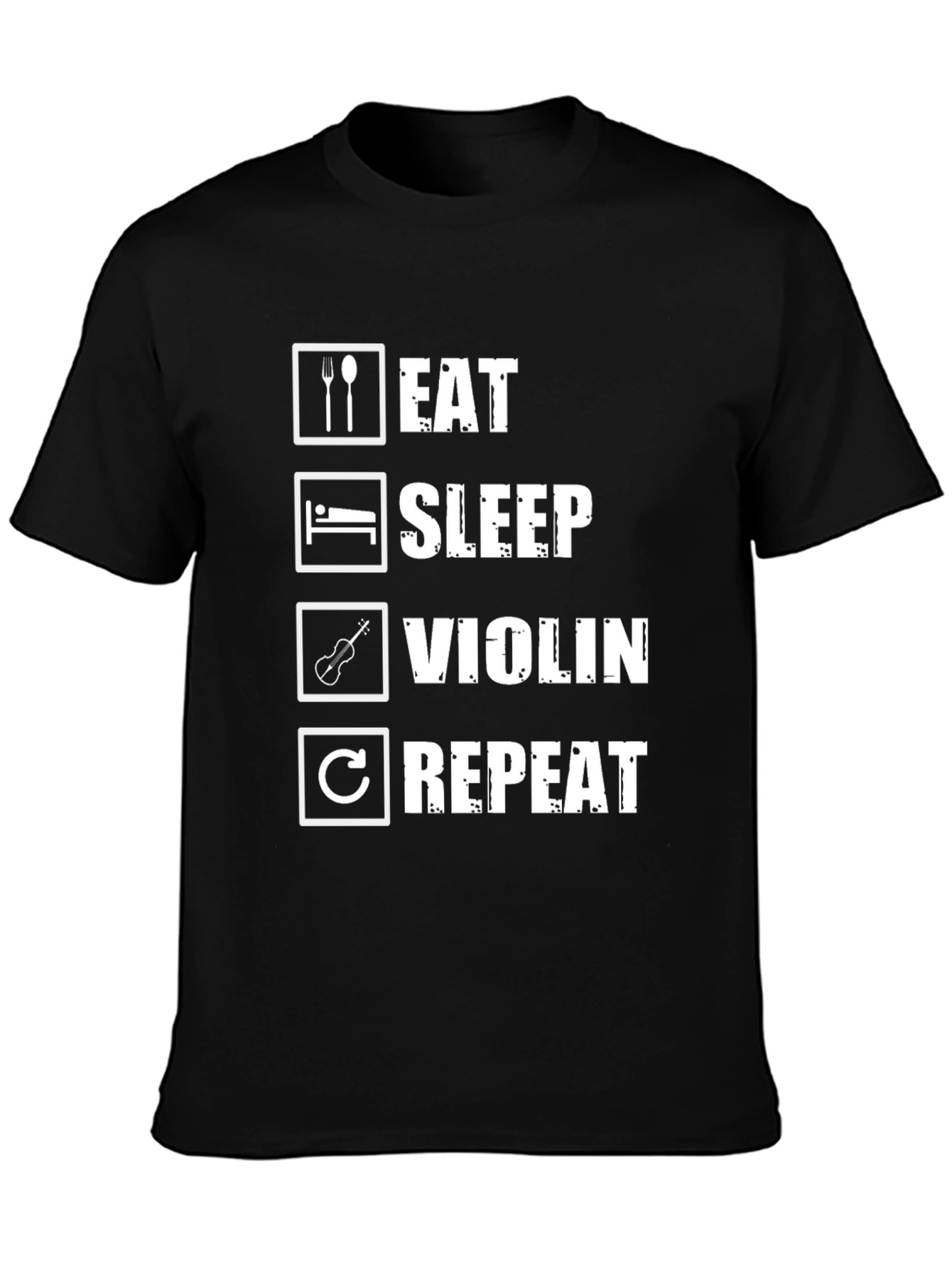 Eat Sleep Violin Repeat Black Graphic T-Shirt