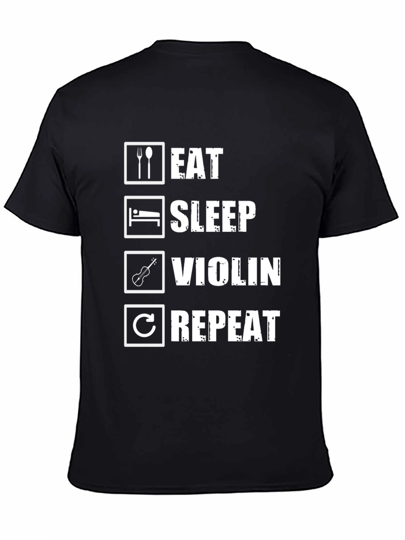 Eat Sleep Violin Repeat Black Graphic T-Shirt