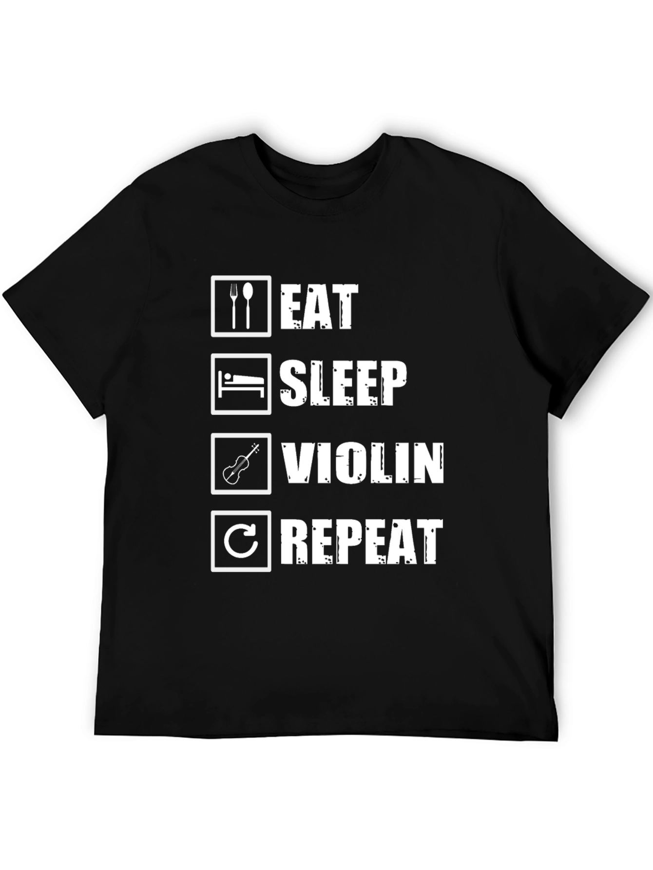 Eat Sleep Violin Repeat Black Graphic T-Shirt
