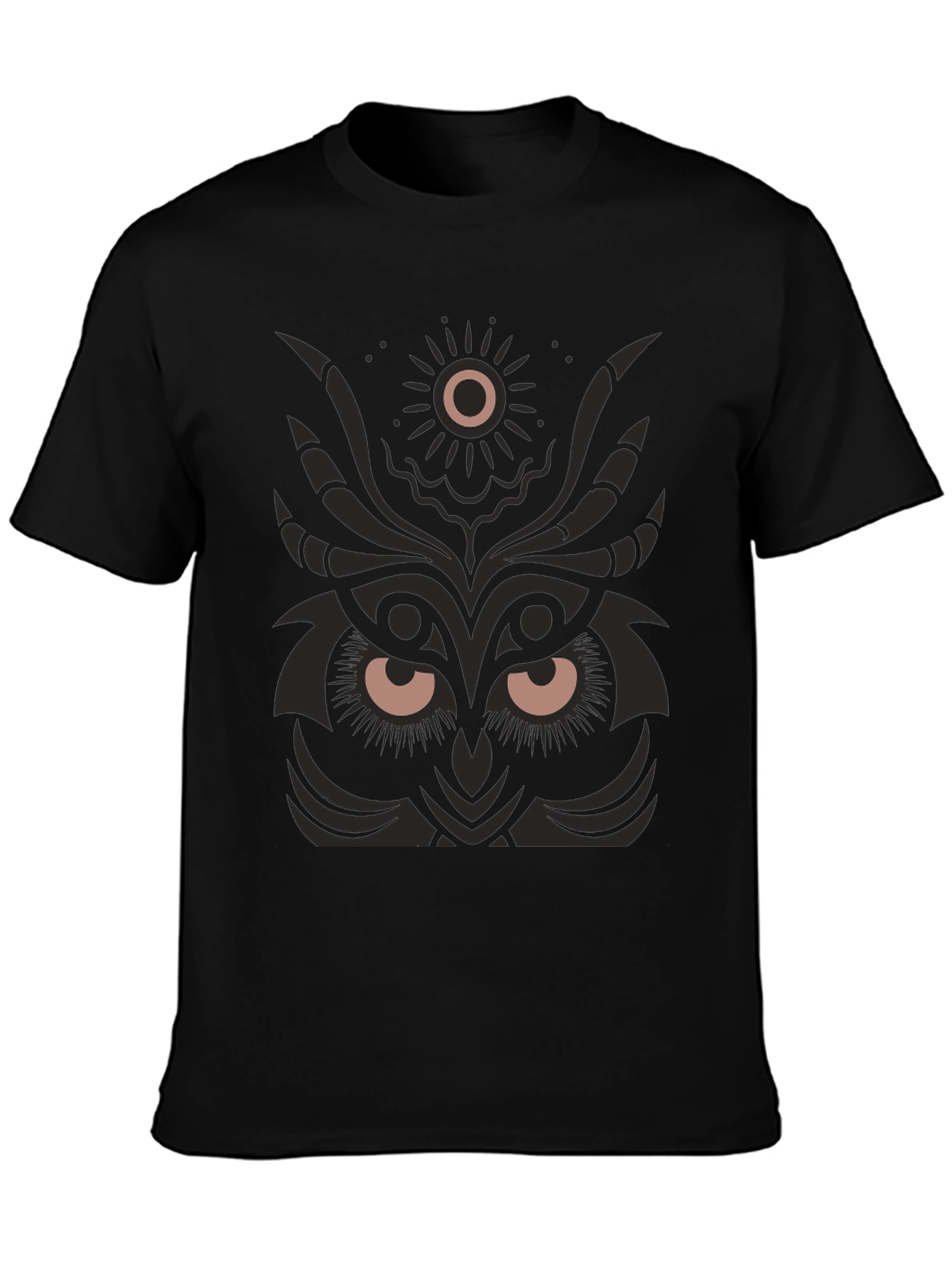 Owl Design Black T-Shirt