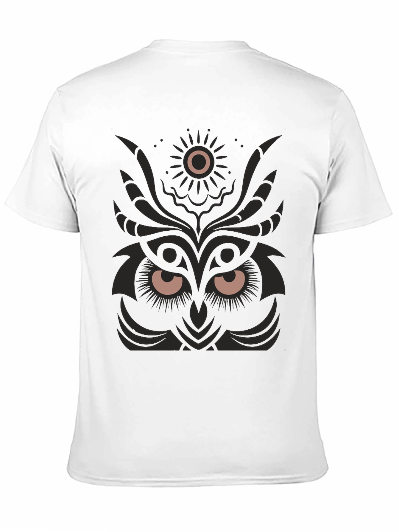 Owl Design Black T-Shirt