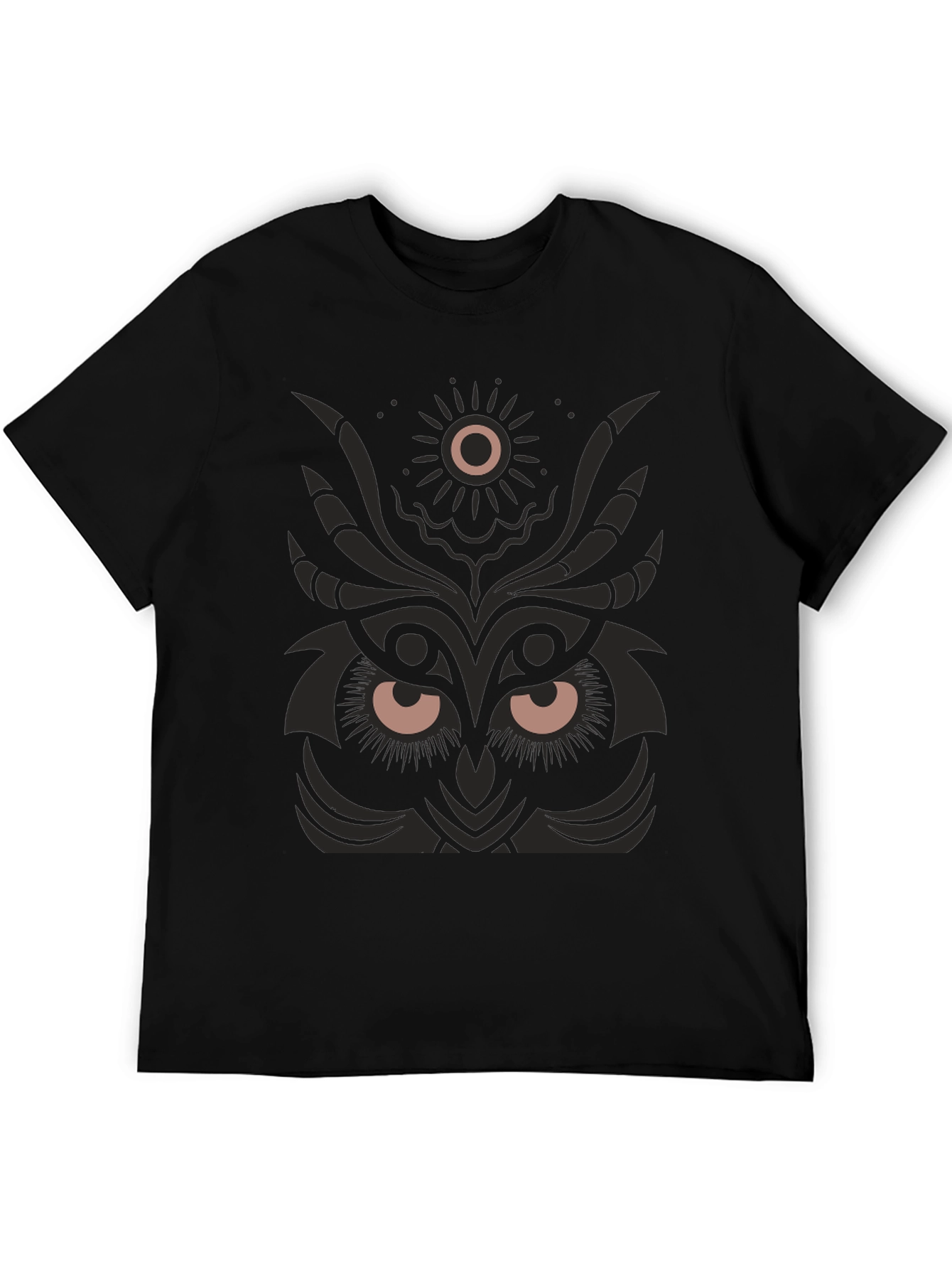 Owl Design Black T-Shirt
