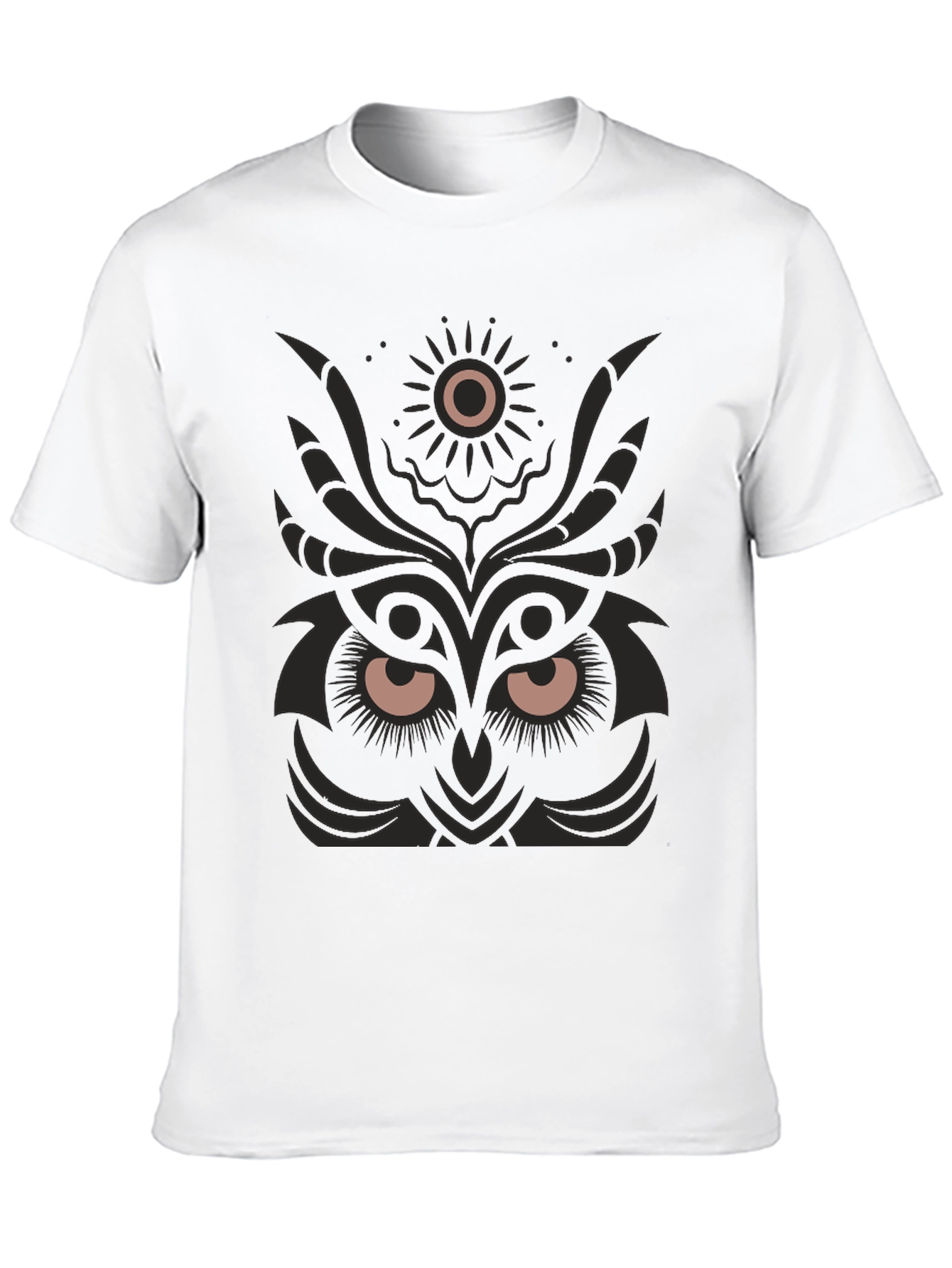 Owl Design Black T-Shirt