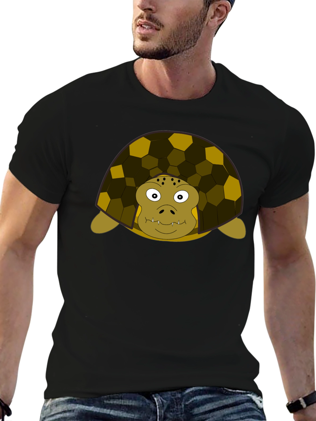 Turtle Graphic T-Shirt - Black Cotton Tee