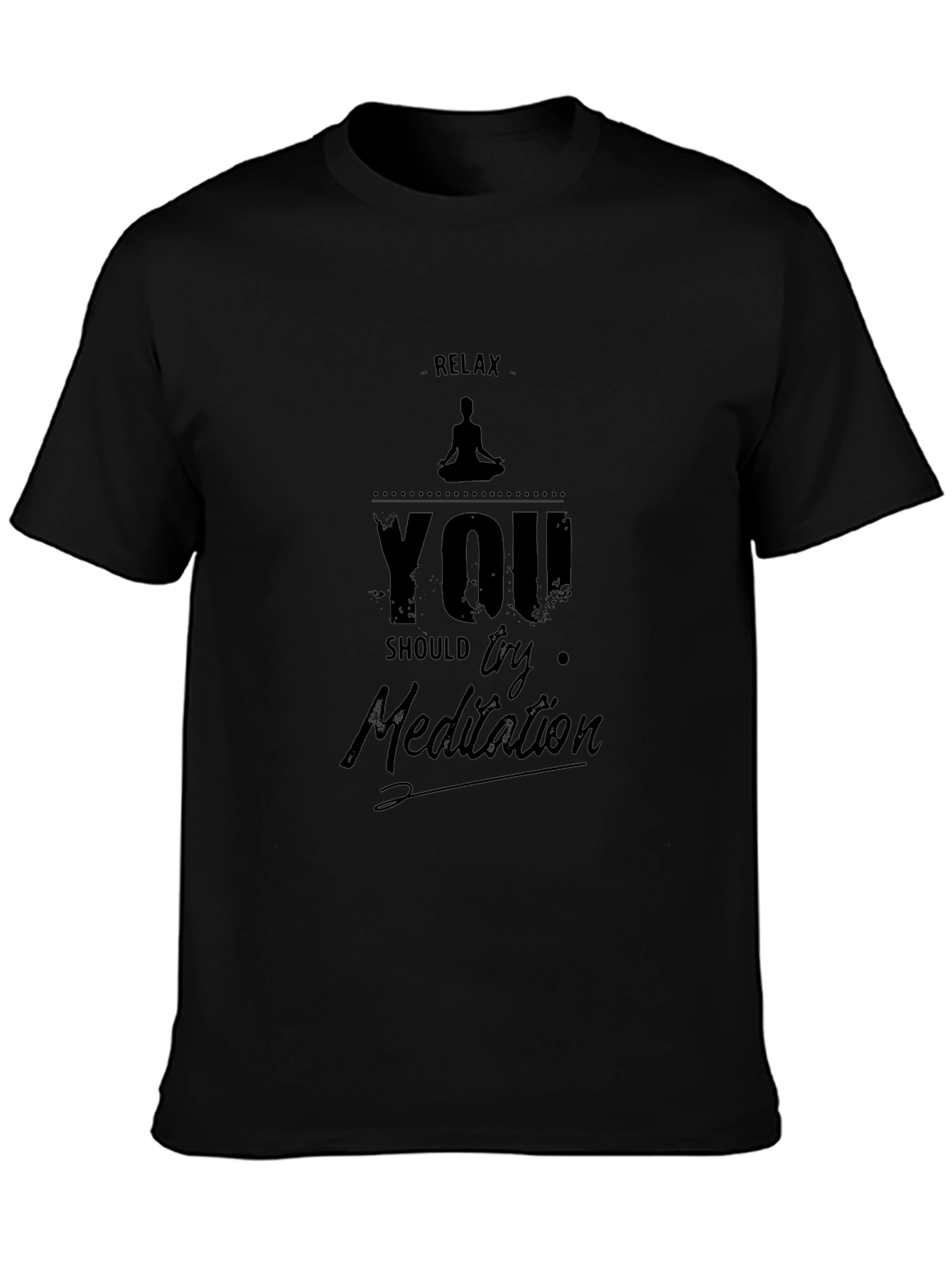 Relax Try Meditation Black Graphic T-Shirt