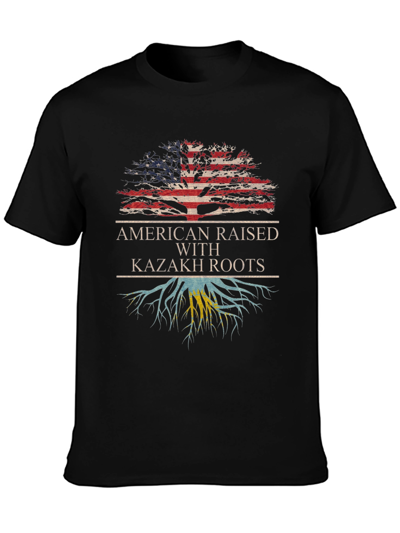 American Raised with Kazakh Roots Graphic Tee