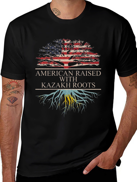 American Raised with Kazakh Roots Graphic Tee