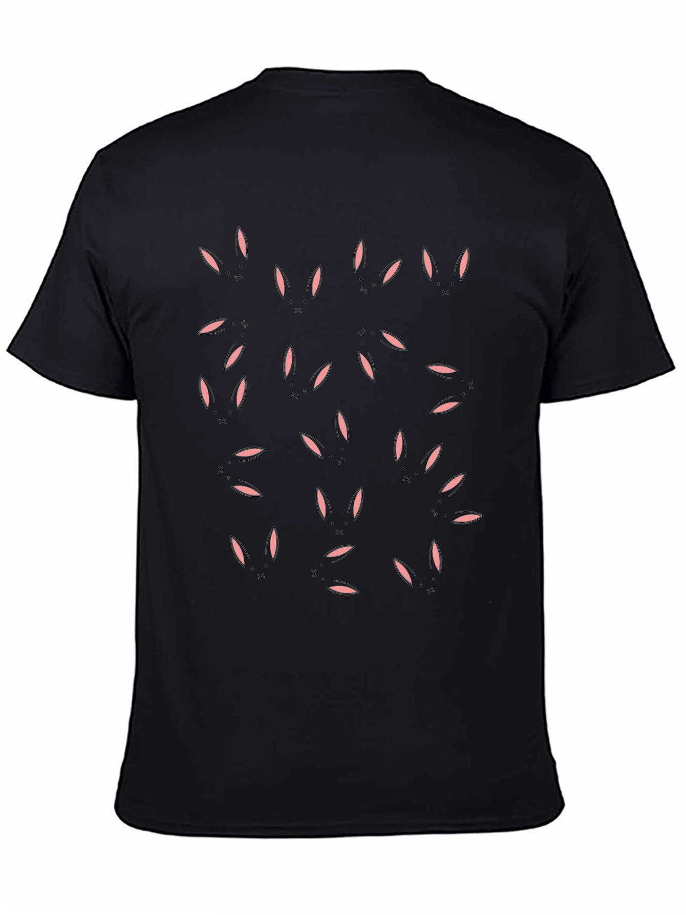 Cute Bunny Print Black T-Shirt - Casual Comfort
