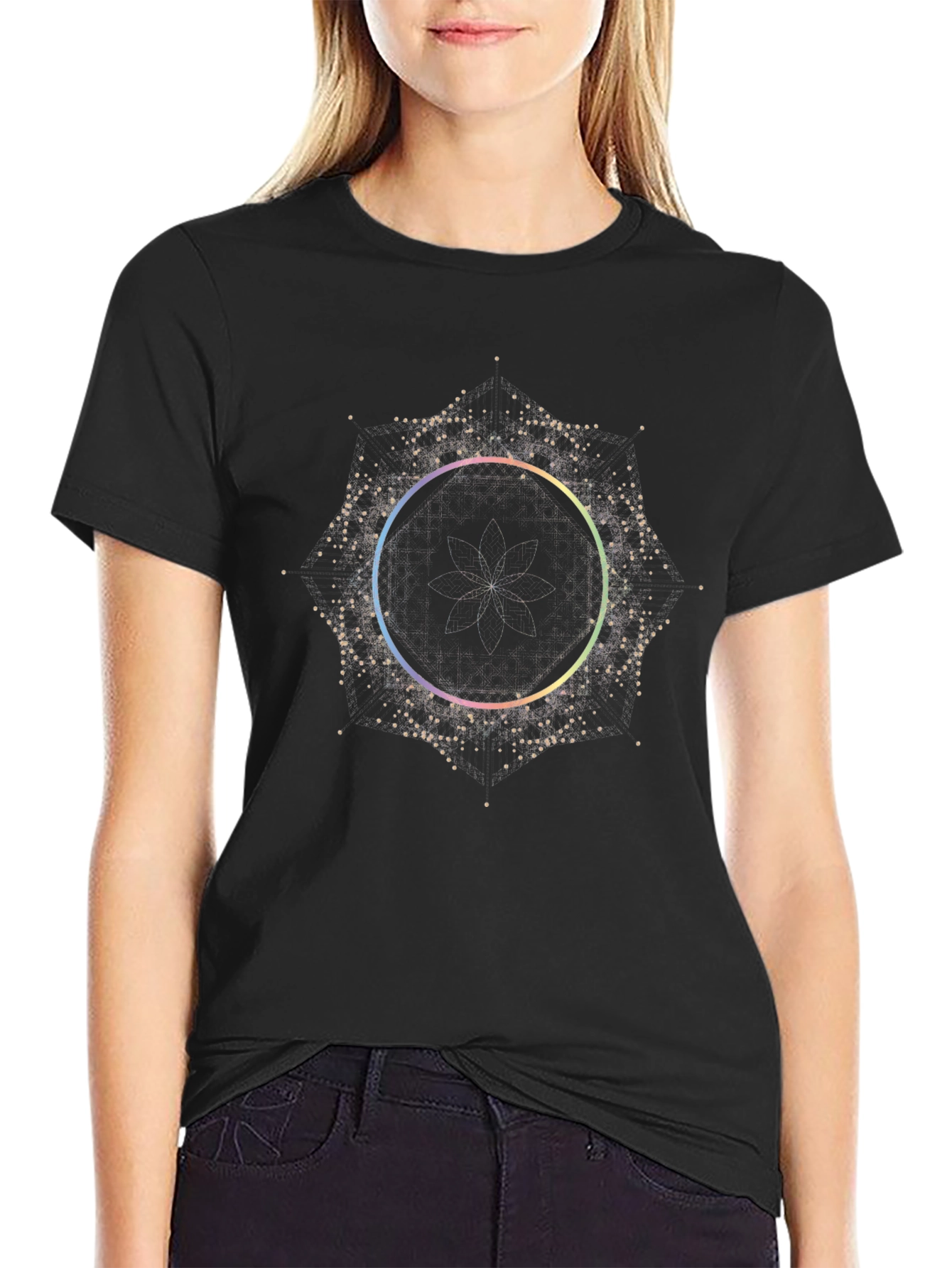 Geometric Mandala T-Shirt - Stylish Black Tee