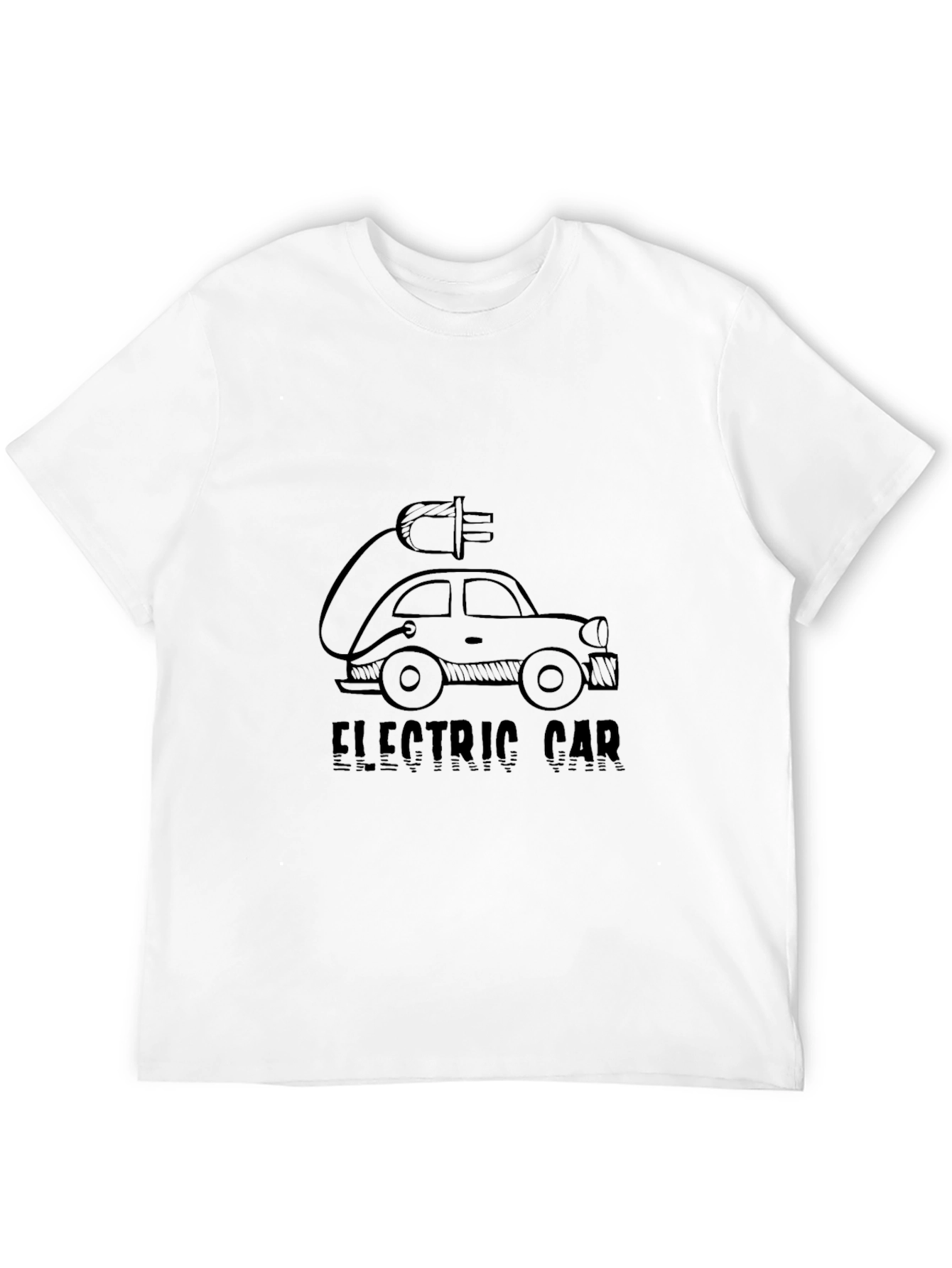 Electric Car Graphic Tee - Black Cotton Comfort