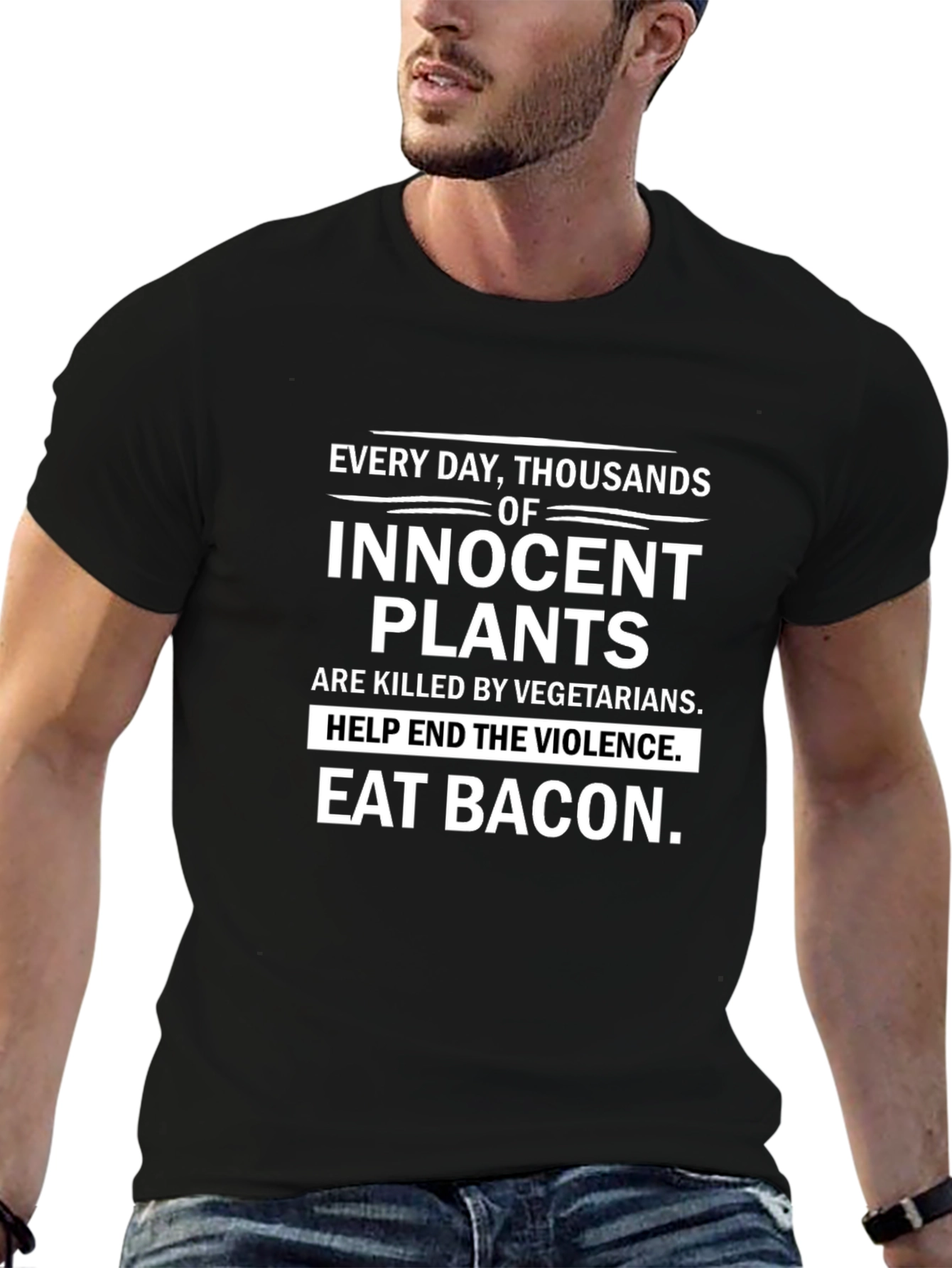 Eat Bacon Mens T-Shirt - Anti-Vegetarian Humor Tee