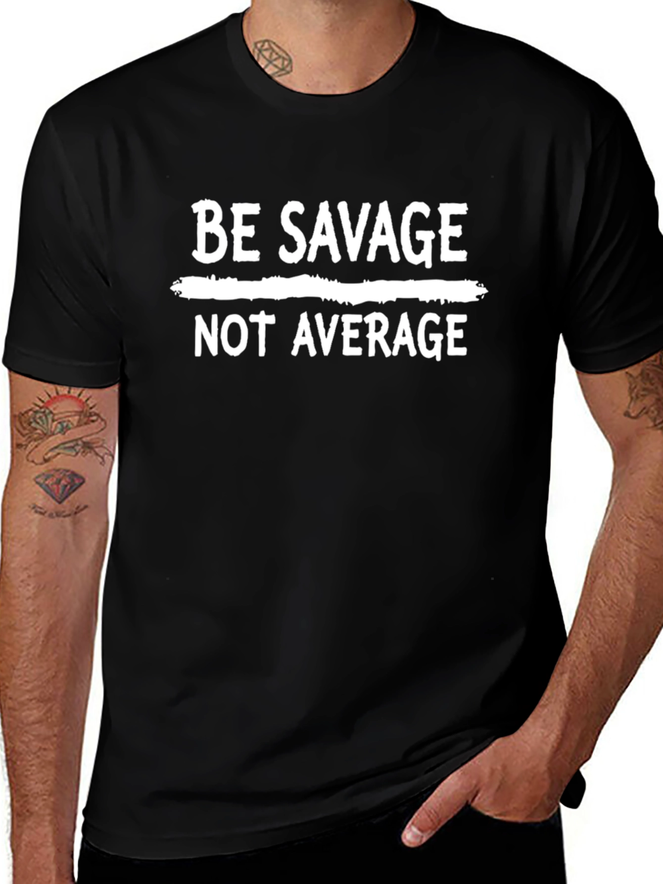 Be Savage Not Average Black Graphic Tee