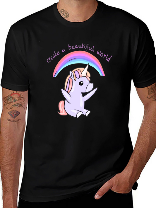 Unicorn Rainbow Graphic T-Shirt - Create a Beautiful World
