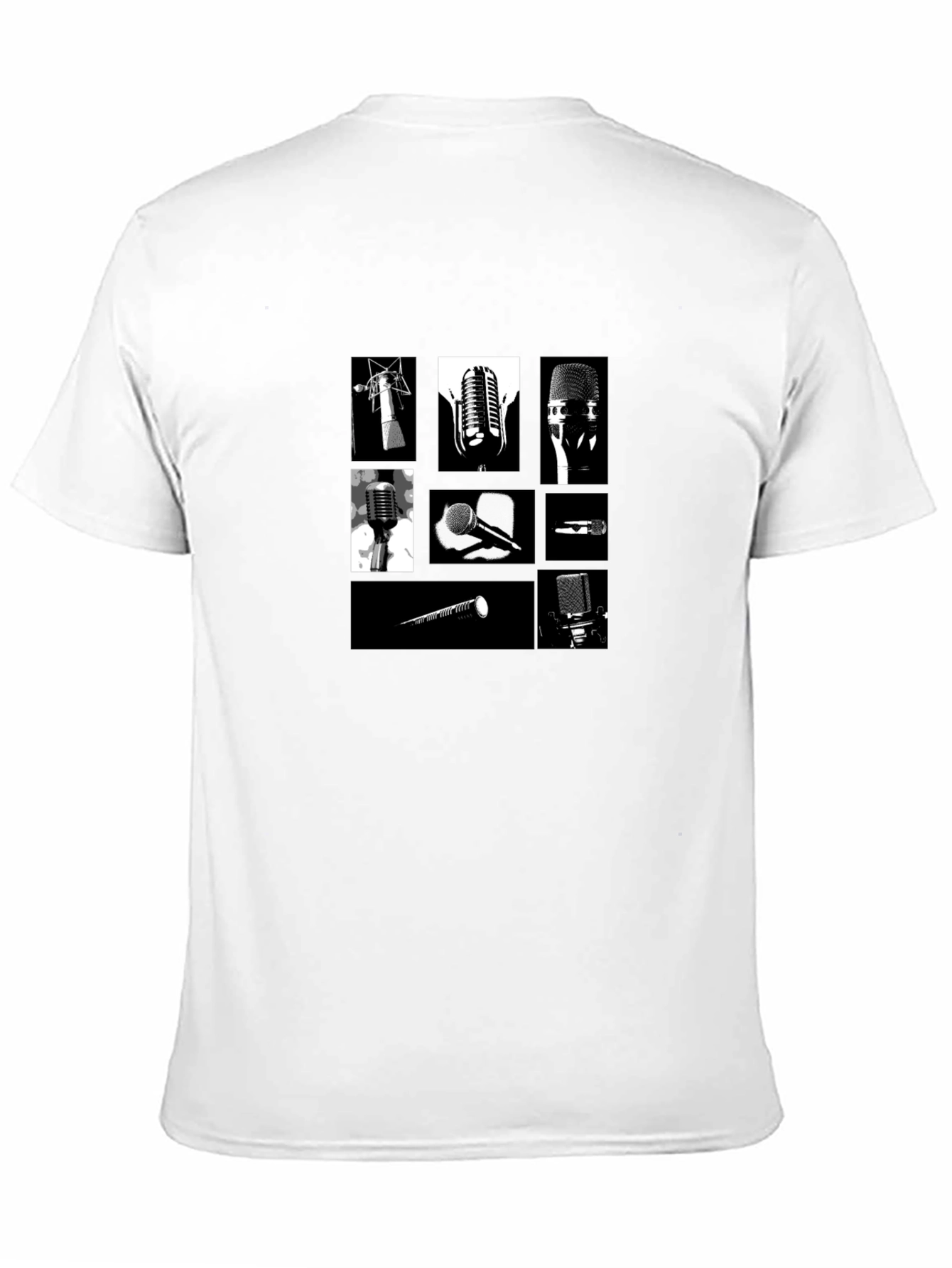 Retro Microphones Black T-Shirt