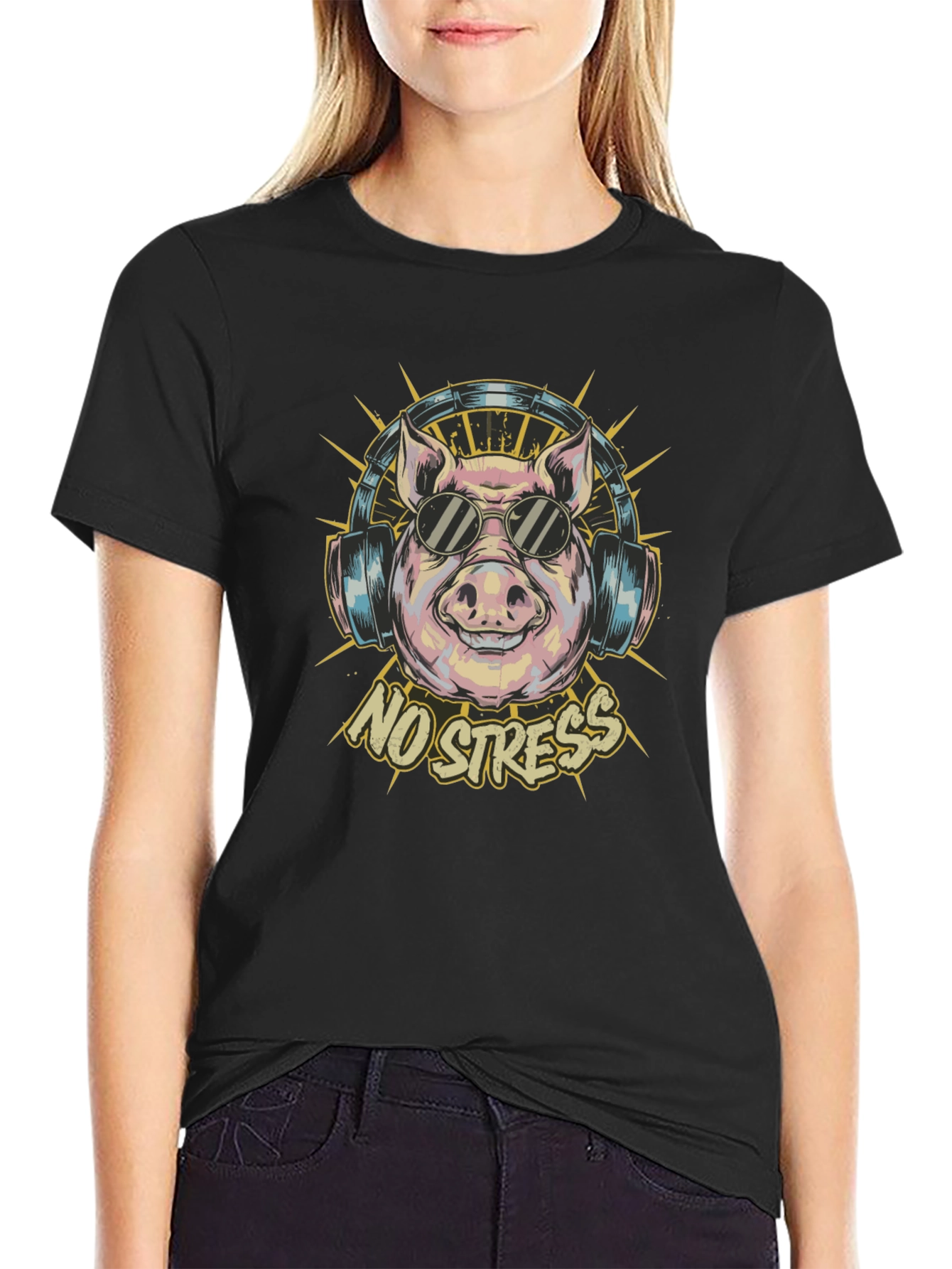 No Stress Pig T-Shirt - Relaxed Vibes