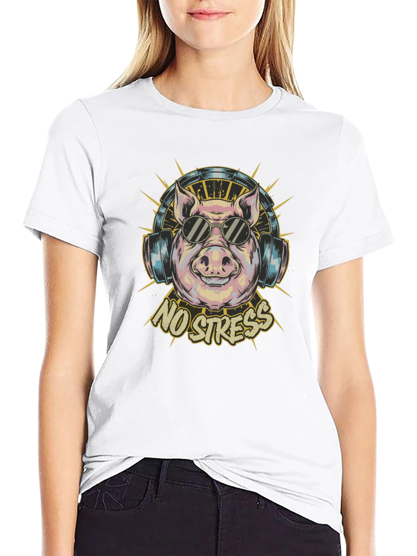 No Stress Pig T-Shirt - Relaxed Vibes